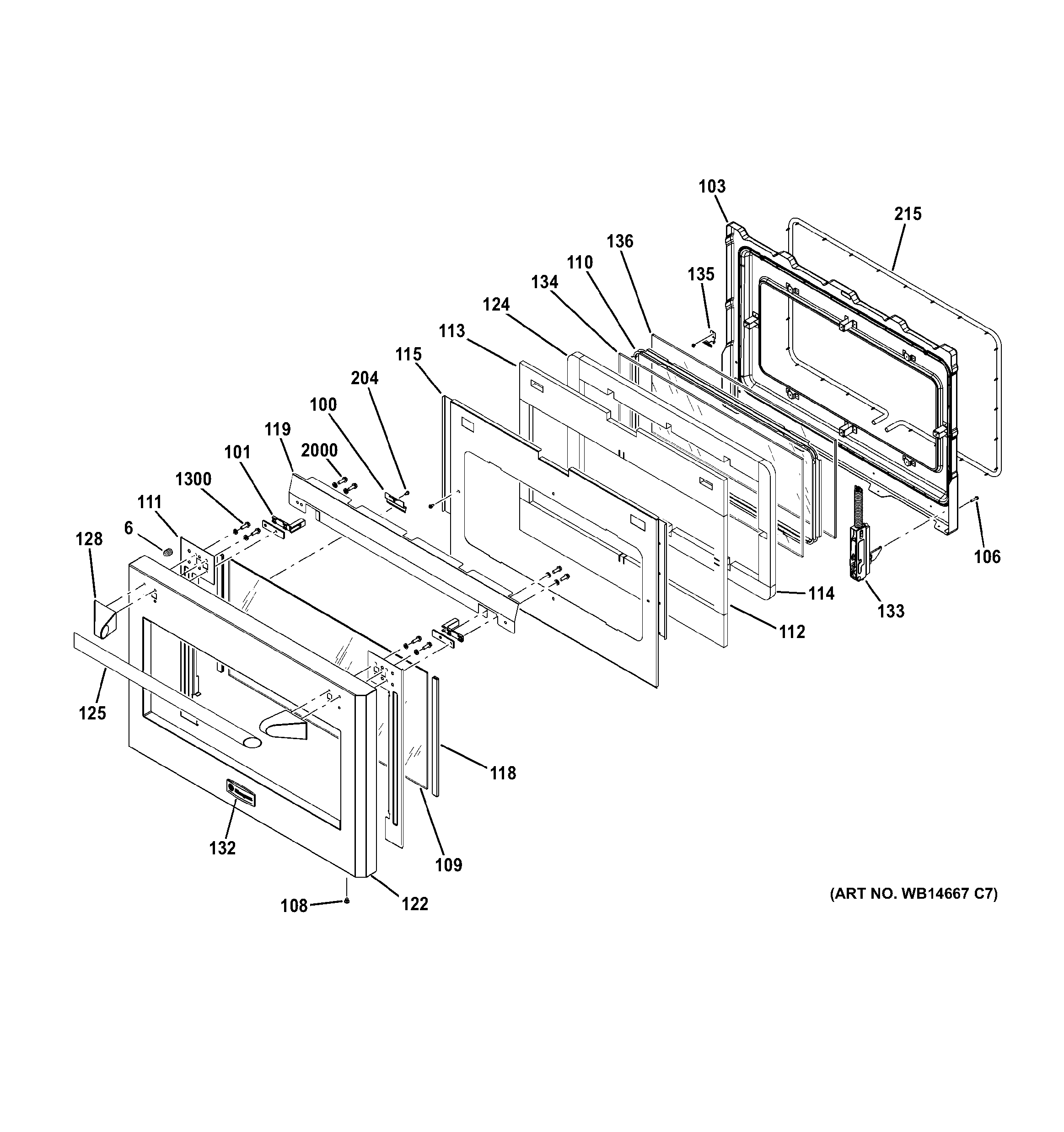 GE ZGP366LR4SS door diagram