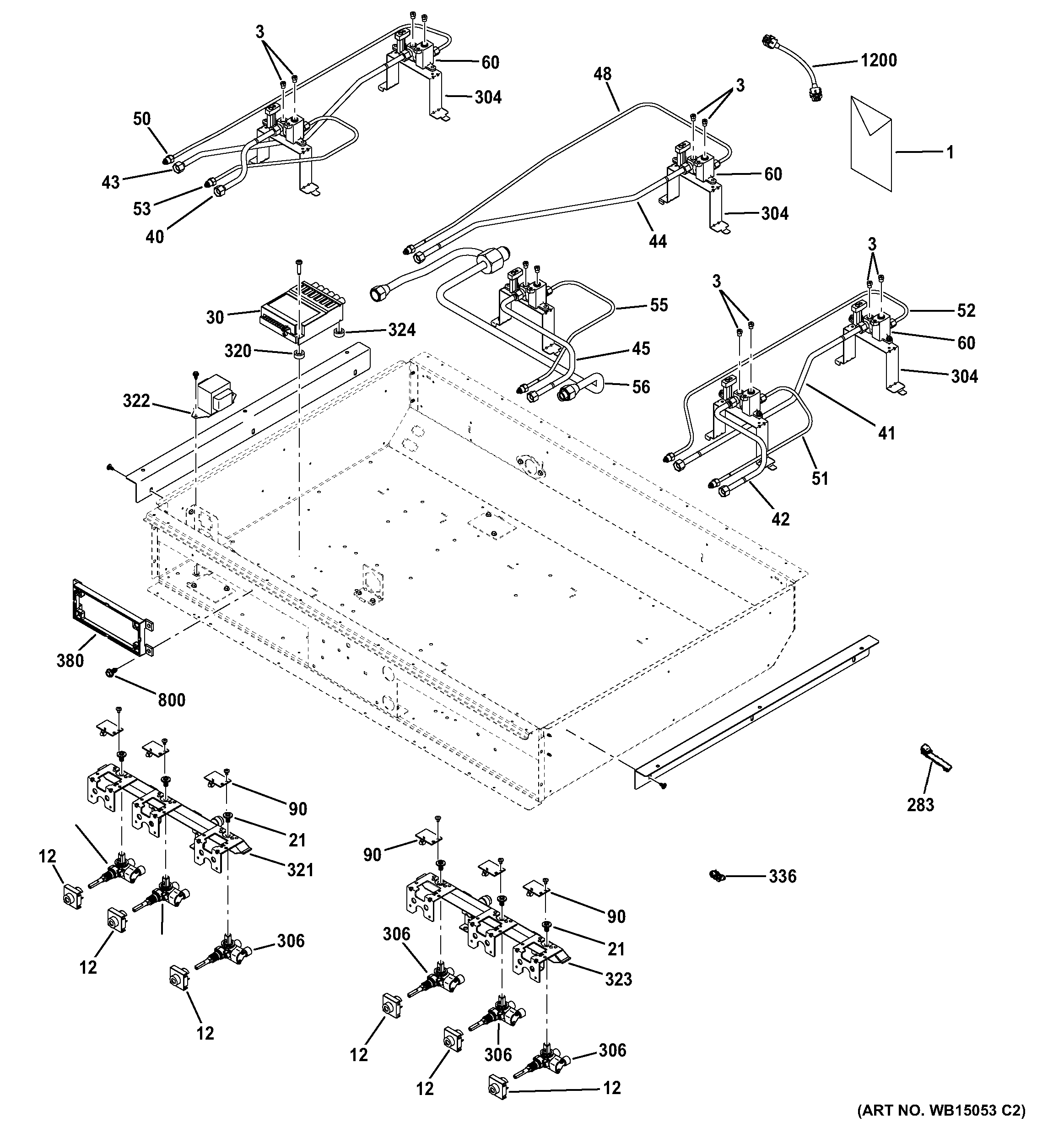 GE ZGP366NR4SS gas & burner parts diagram