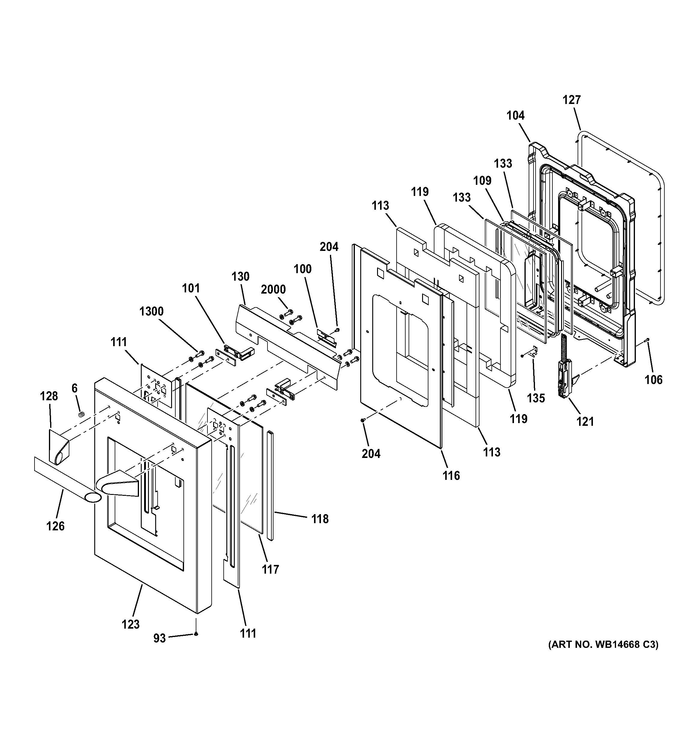 GE ZGP486LDR5SS small door assembly diagram