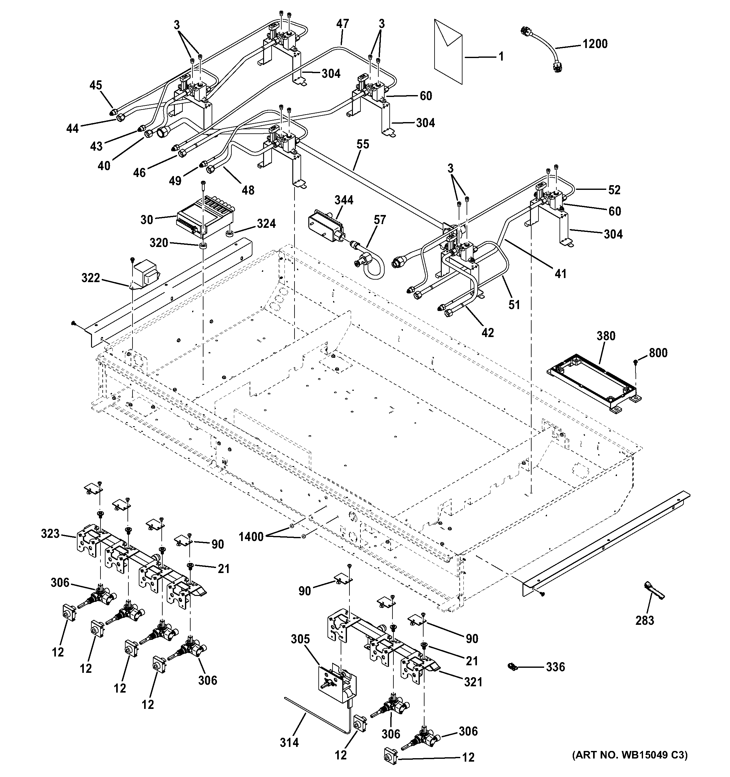 GE ZGP486NDR5SS gas & burner parts diagram