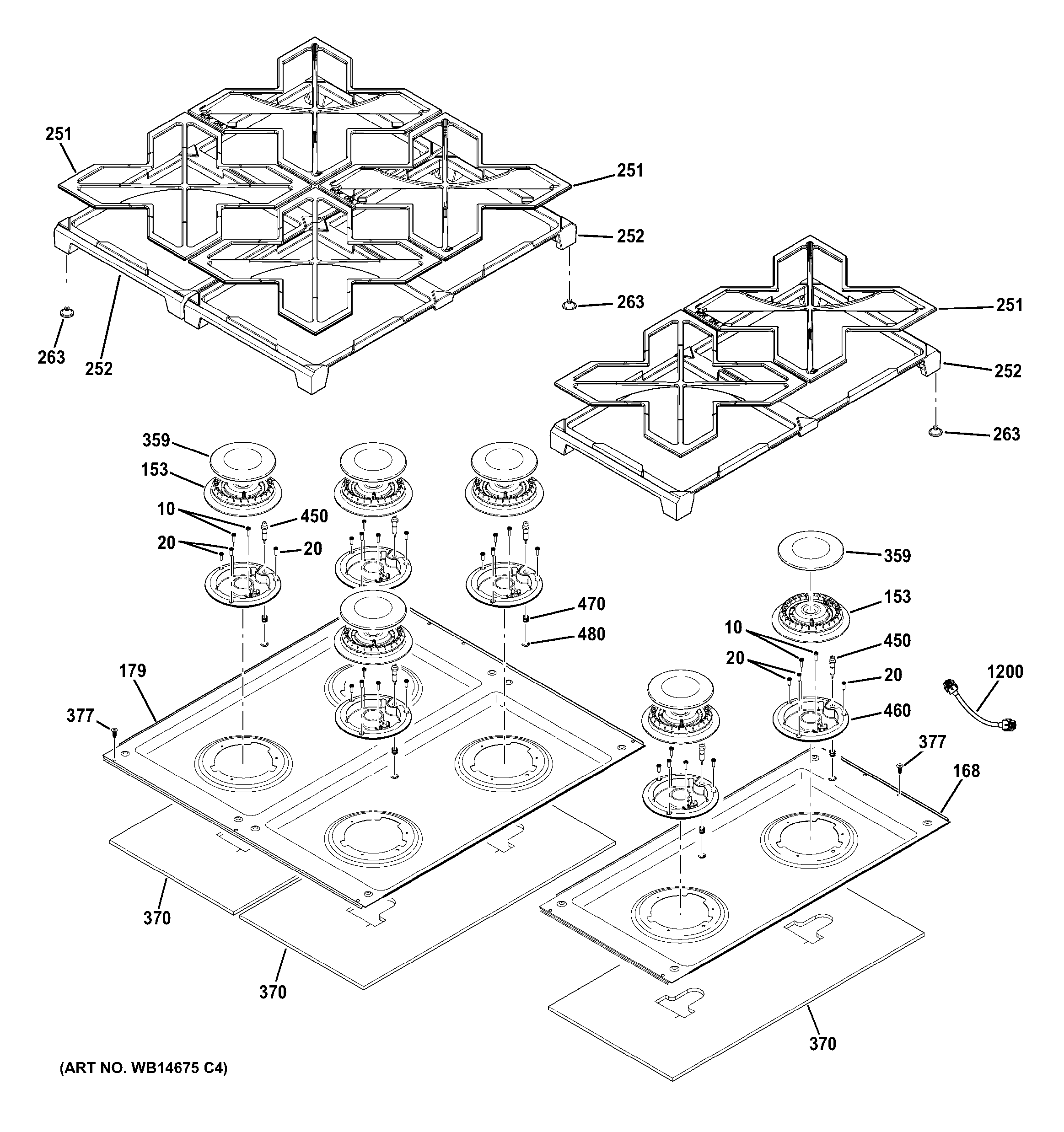 GE ZGP486NDR5SS cooktop diagram