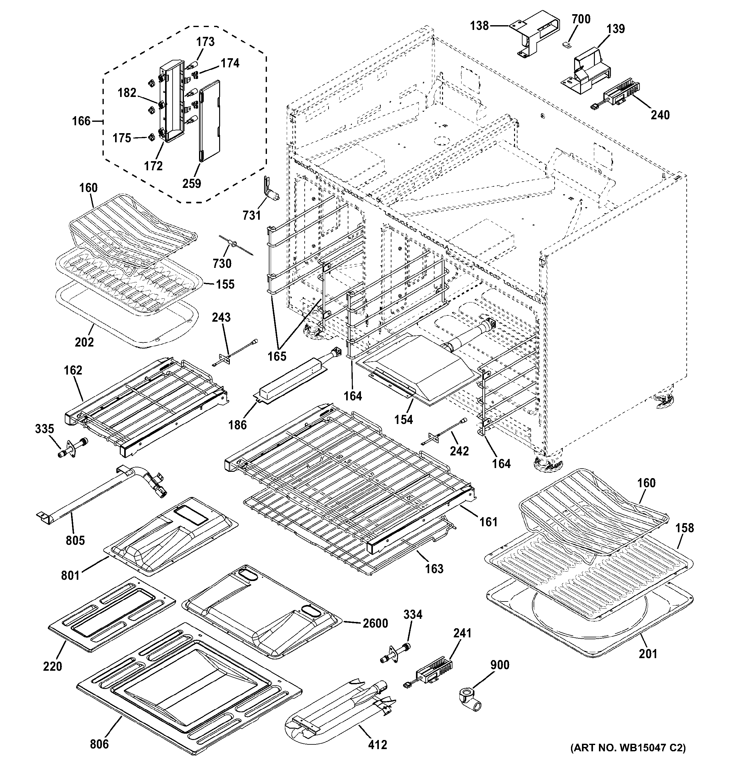 GE ZGP486NDR5SS oven cavity parts diagram