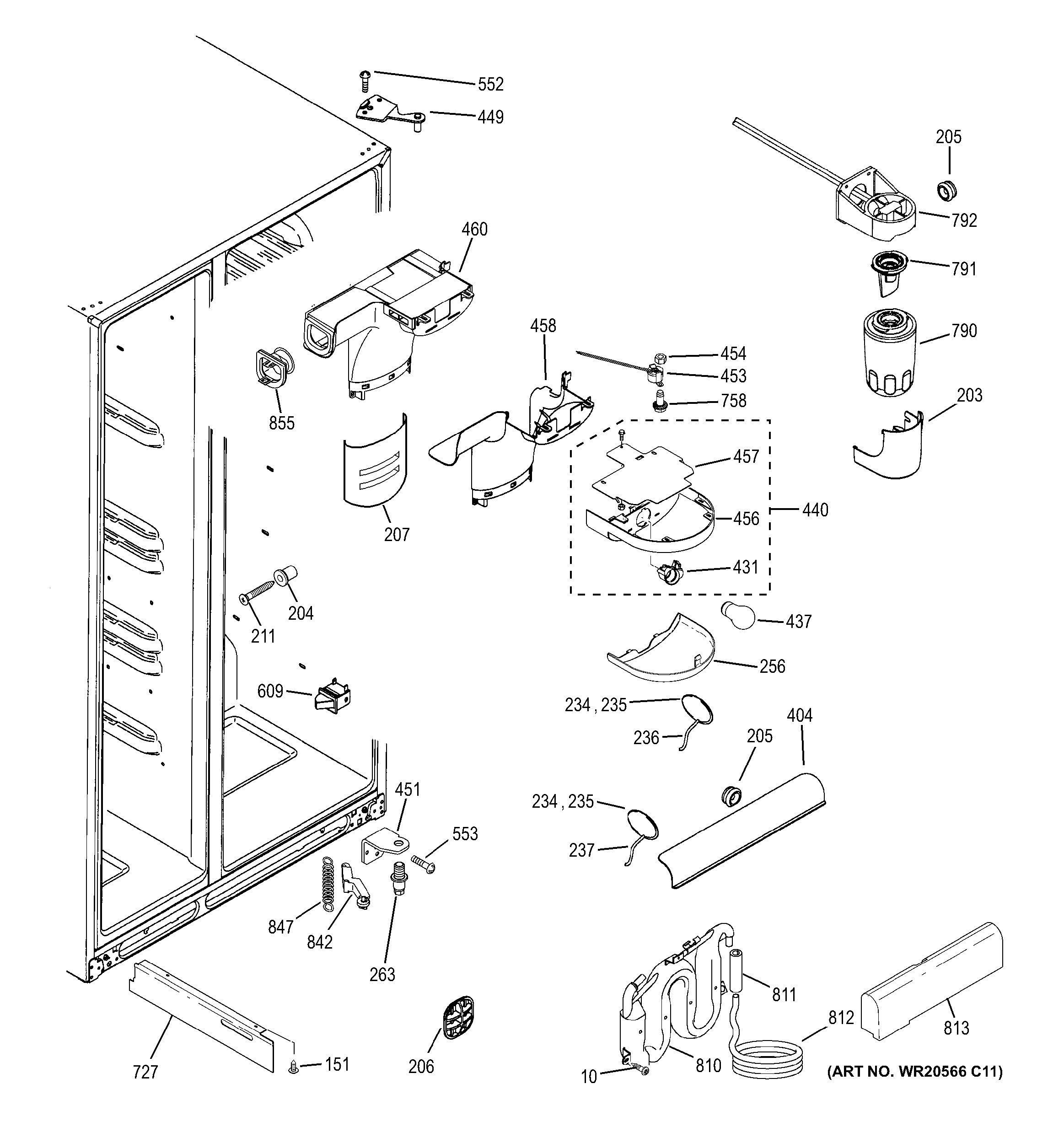Hotpoint HSS25ATHECBB fresh food section diagram