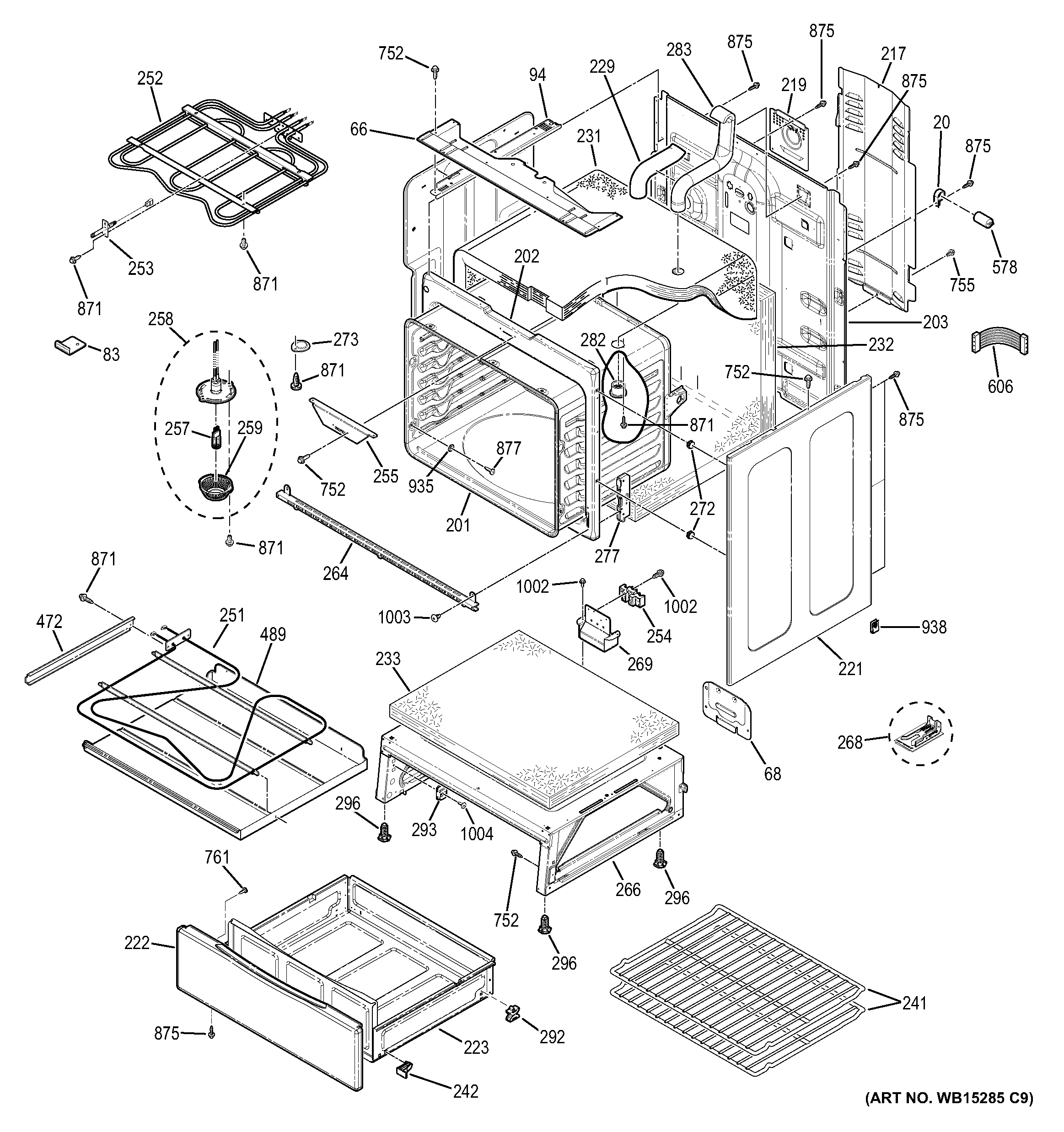 GE PB911EJ1ES body parts diagram