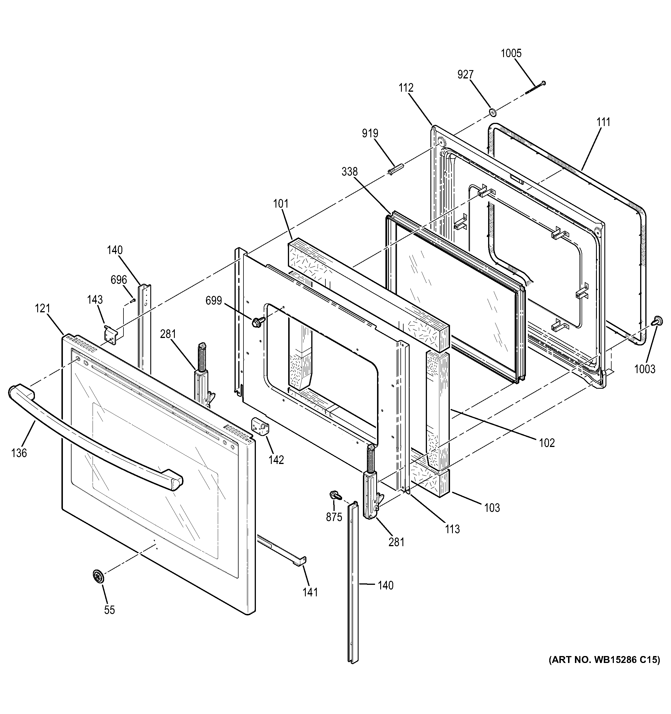 GE PB911SJ3SS door diagram