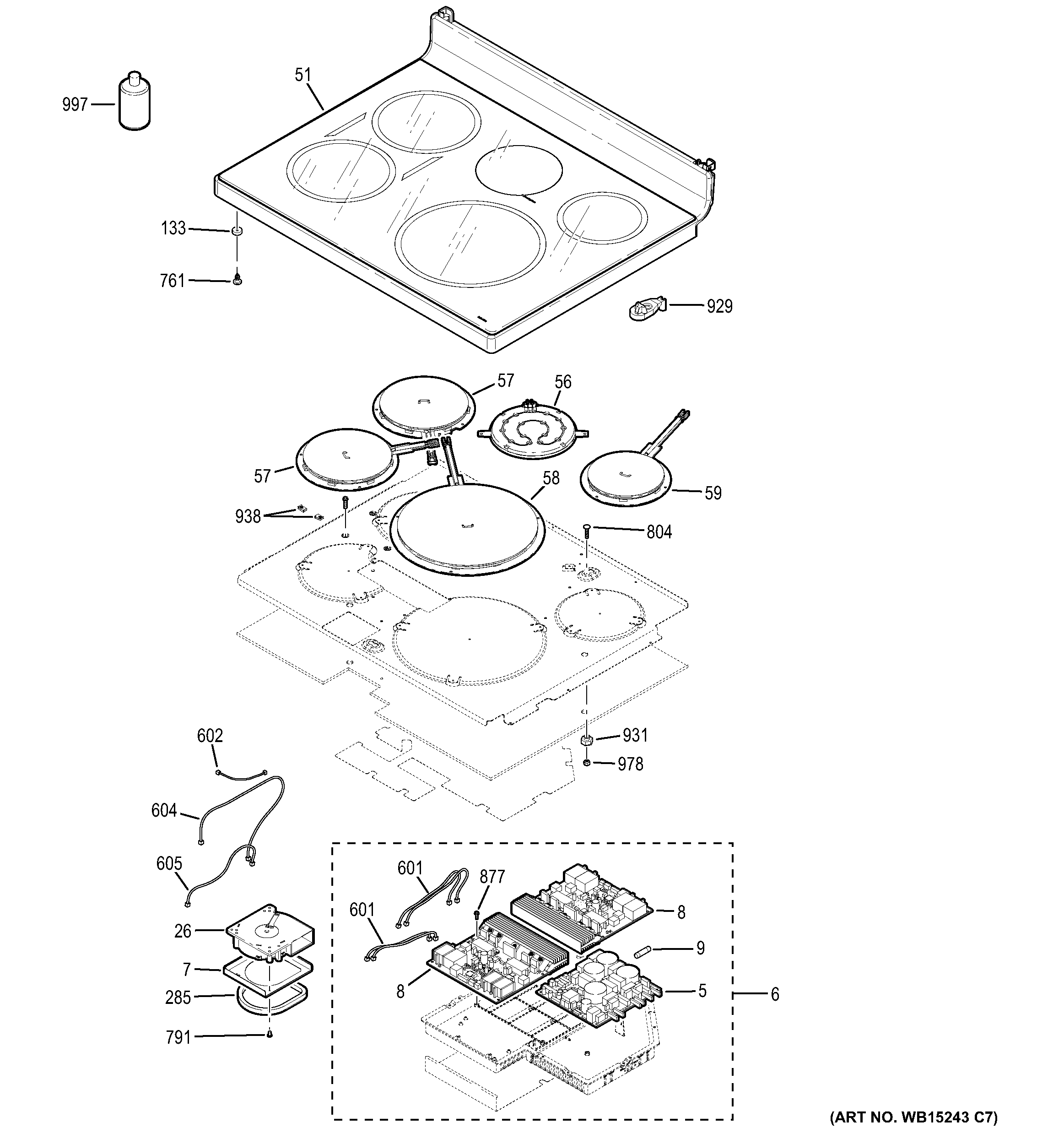 GE PHB920SJ1SS cooktop diagram
