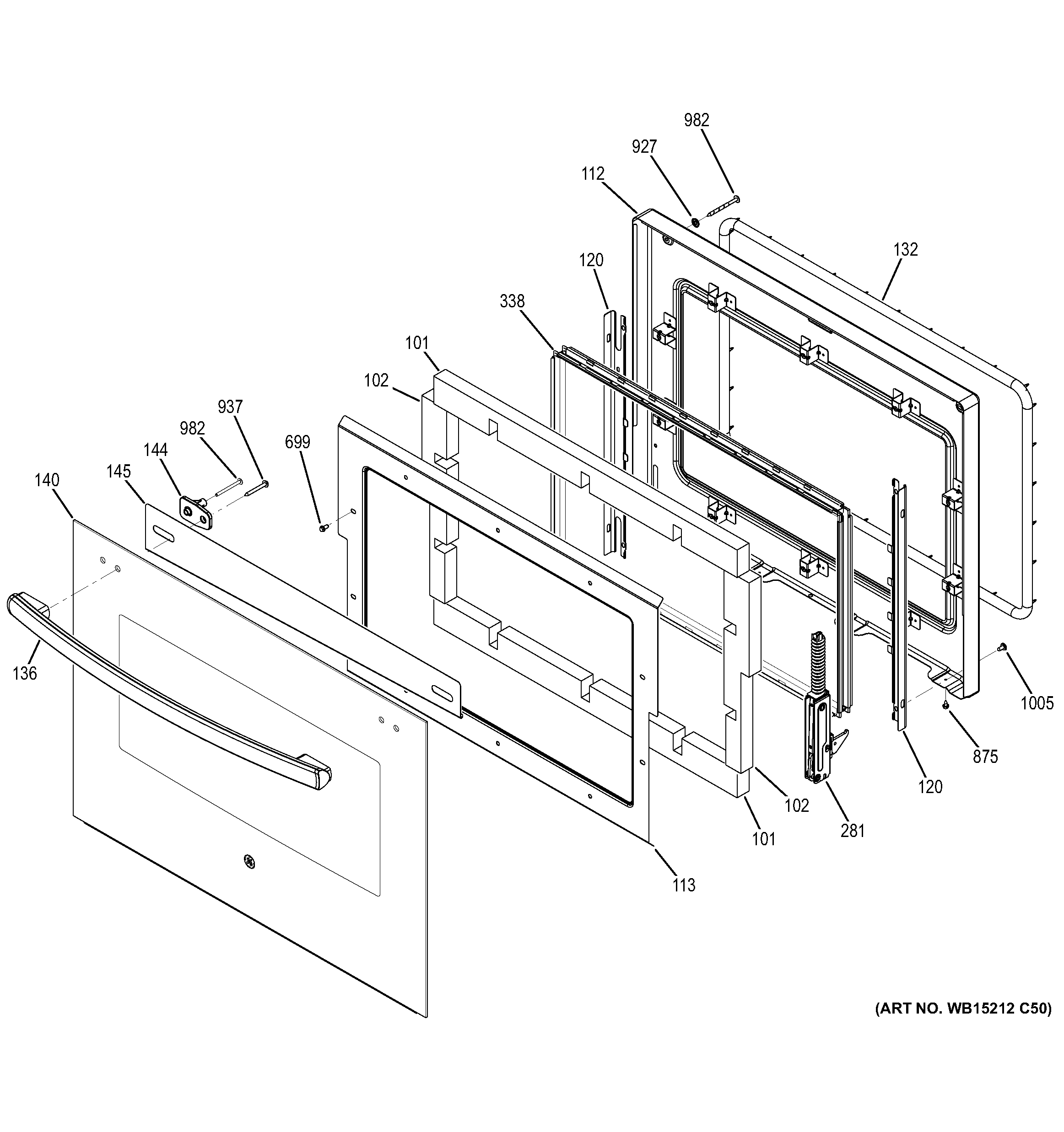GE PT7050DF6WW door diagram