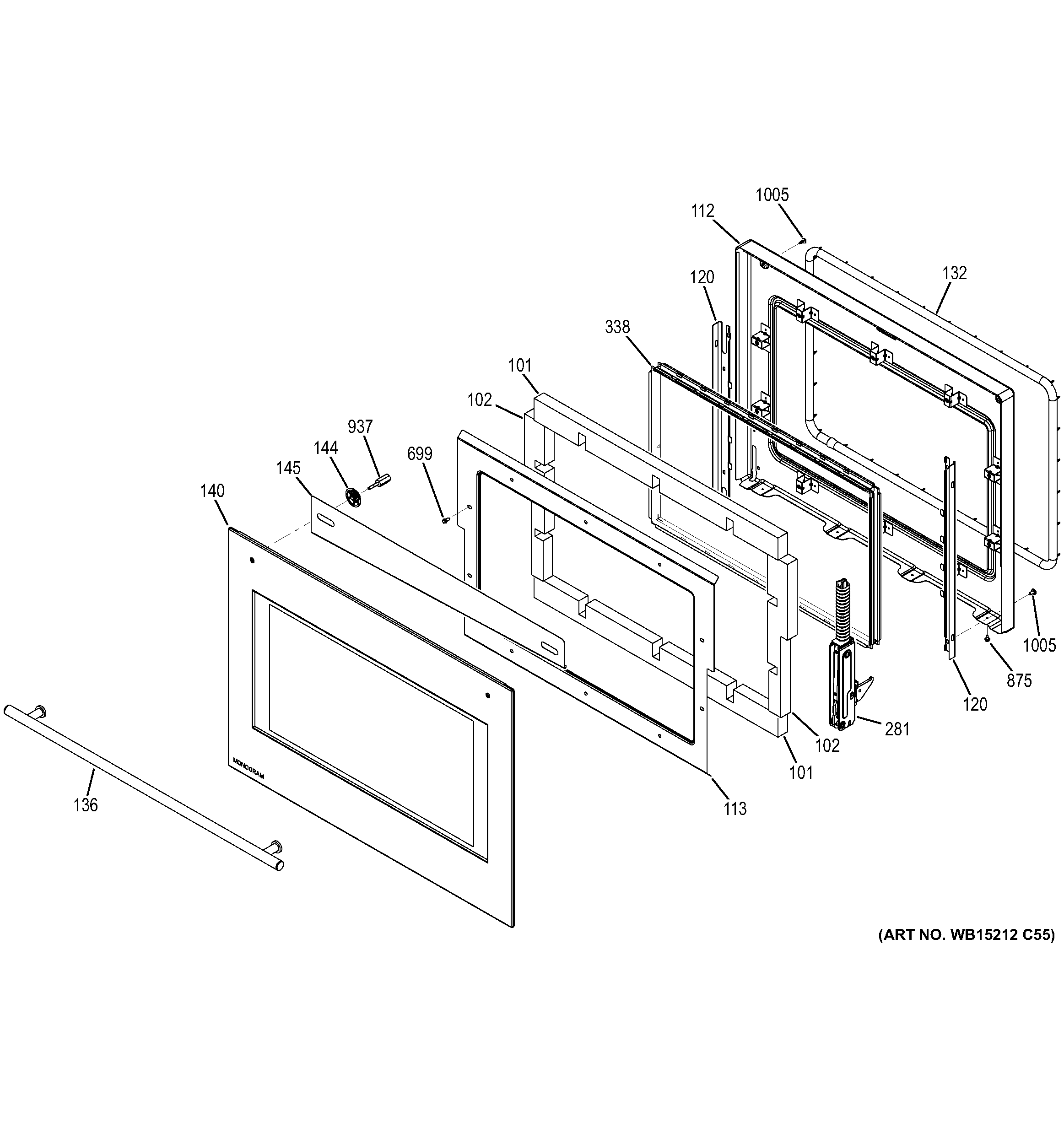 GE ZET9050SH3SS door diagram