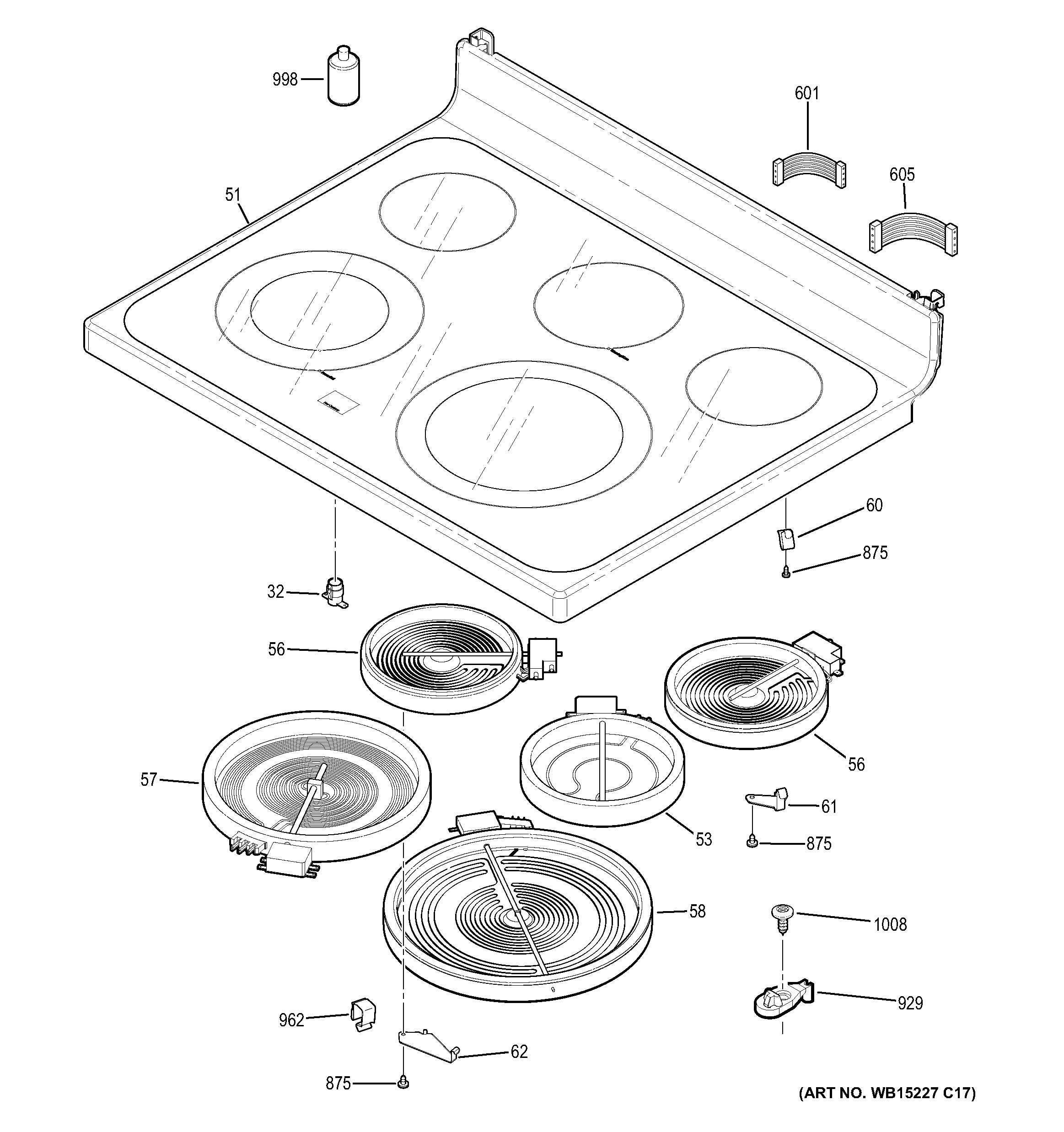 GE JB700DJ2WW cooktop diagram