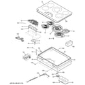 GE PP9030DJ1BB control panel & cooktop diagram