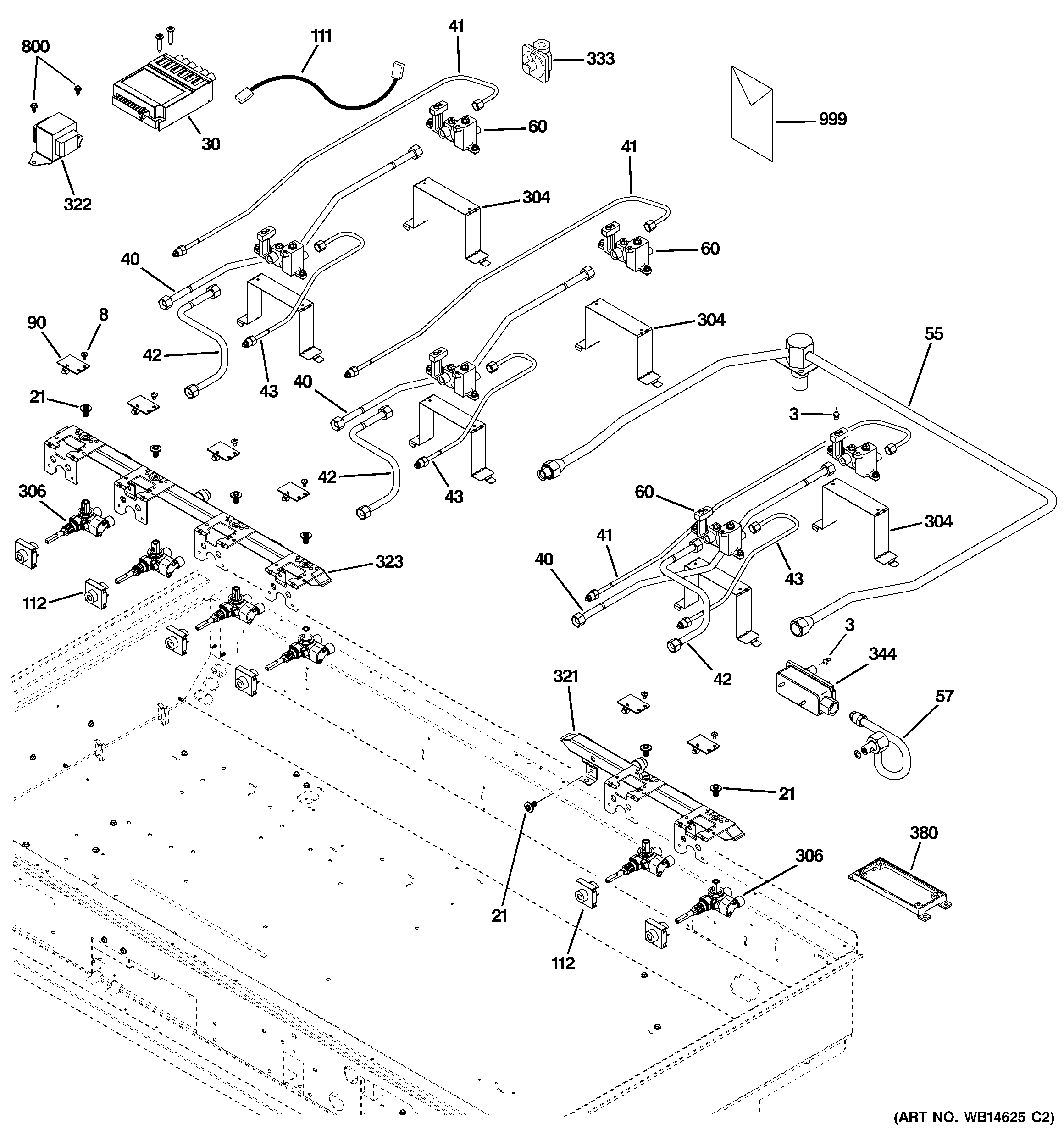 GE ZGU486NDP7SS gas & burner parts diagram