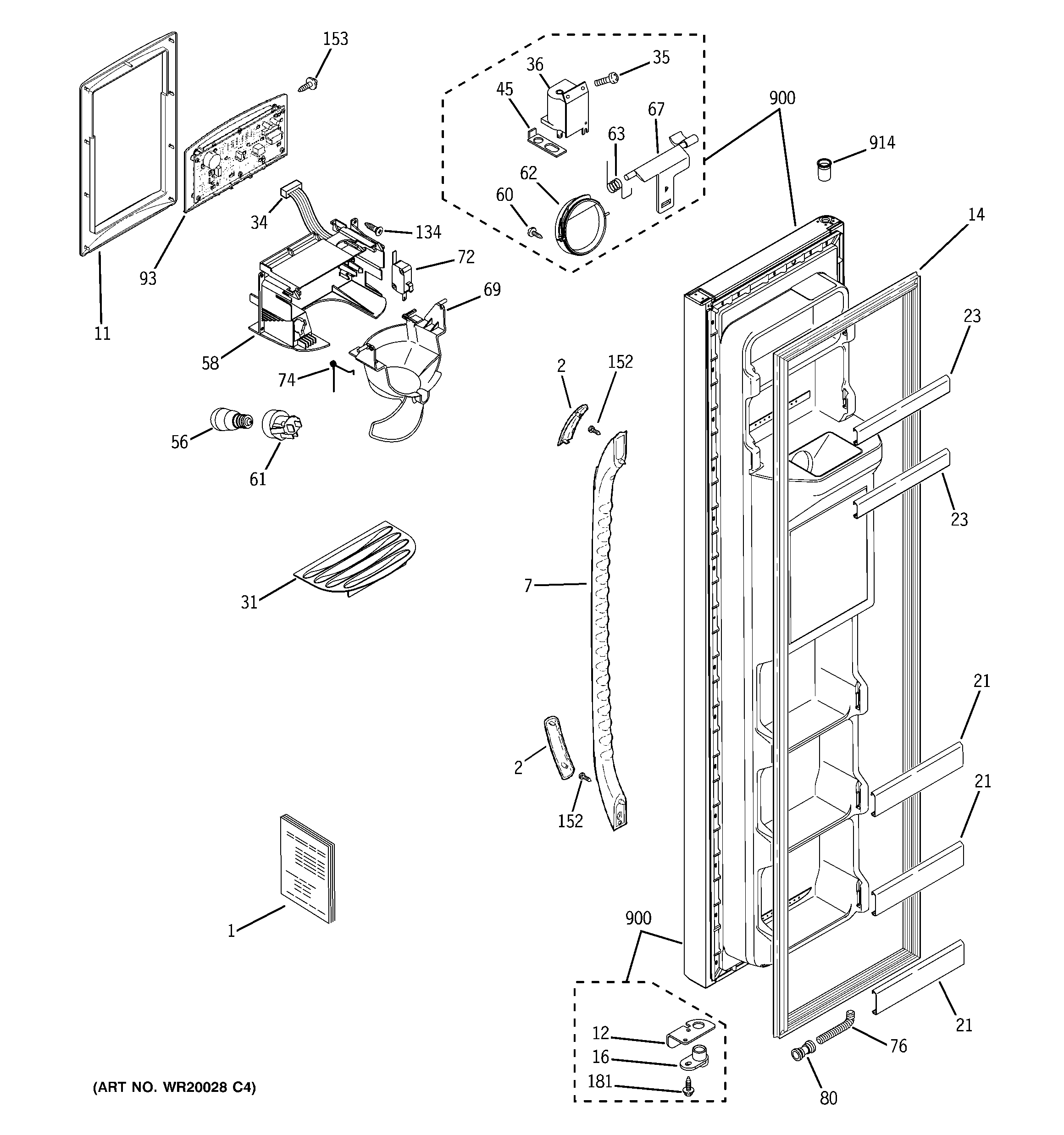 GE GSH25JFXNCC freezer door diagram