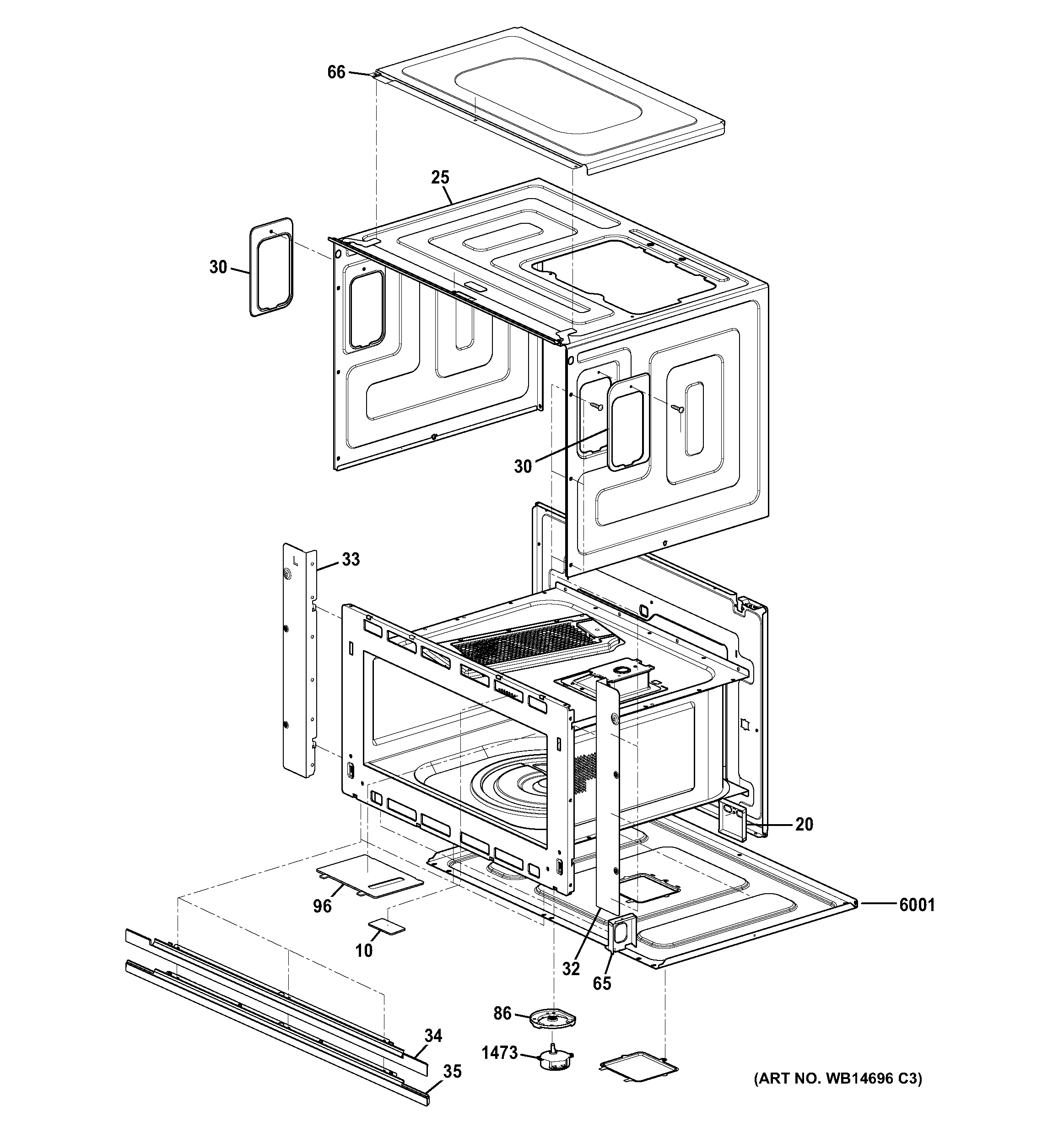 GE ZSC1202J1SS oven cavity parts diagram