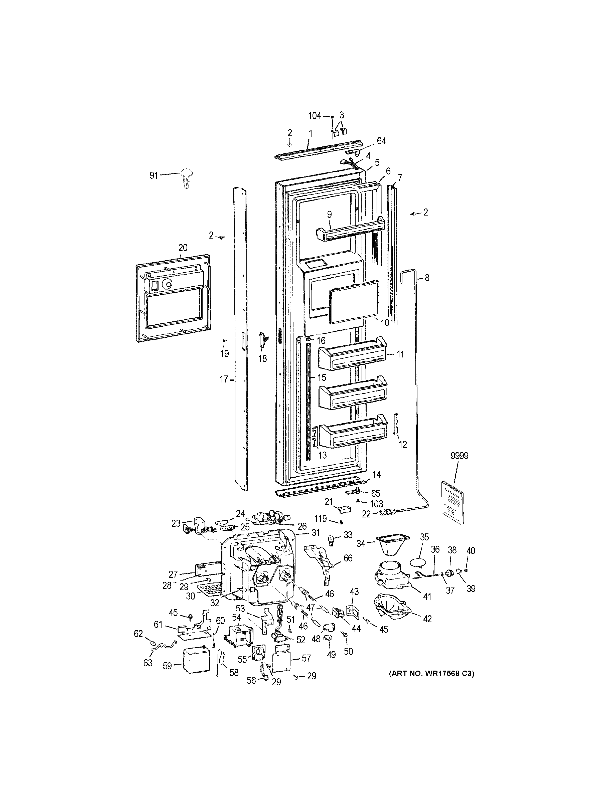 GE BISW42EKC freezer door diagram