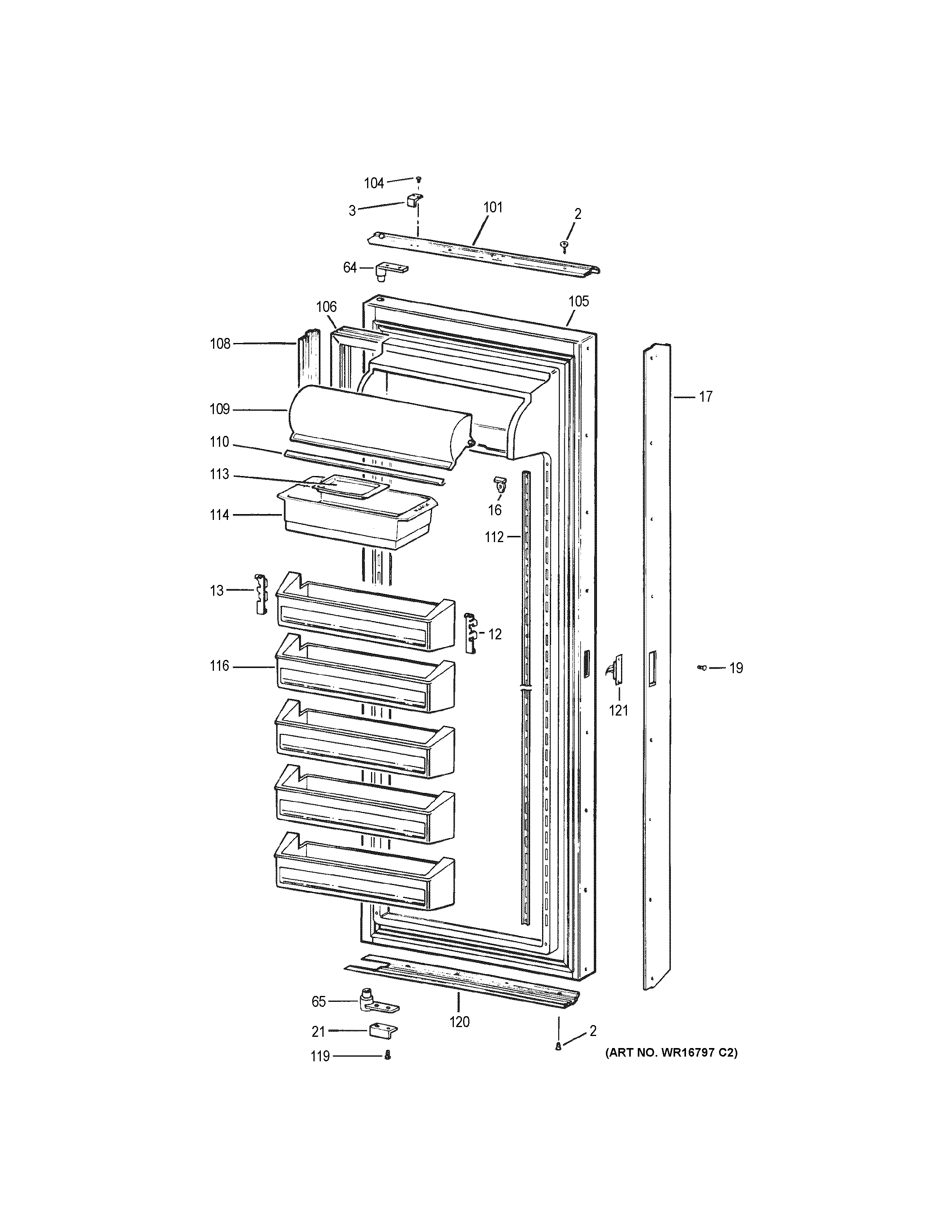 GE BISW42EKC fresh food door diagram