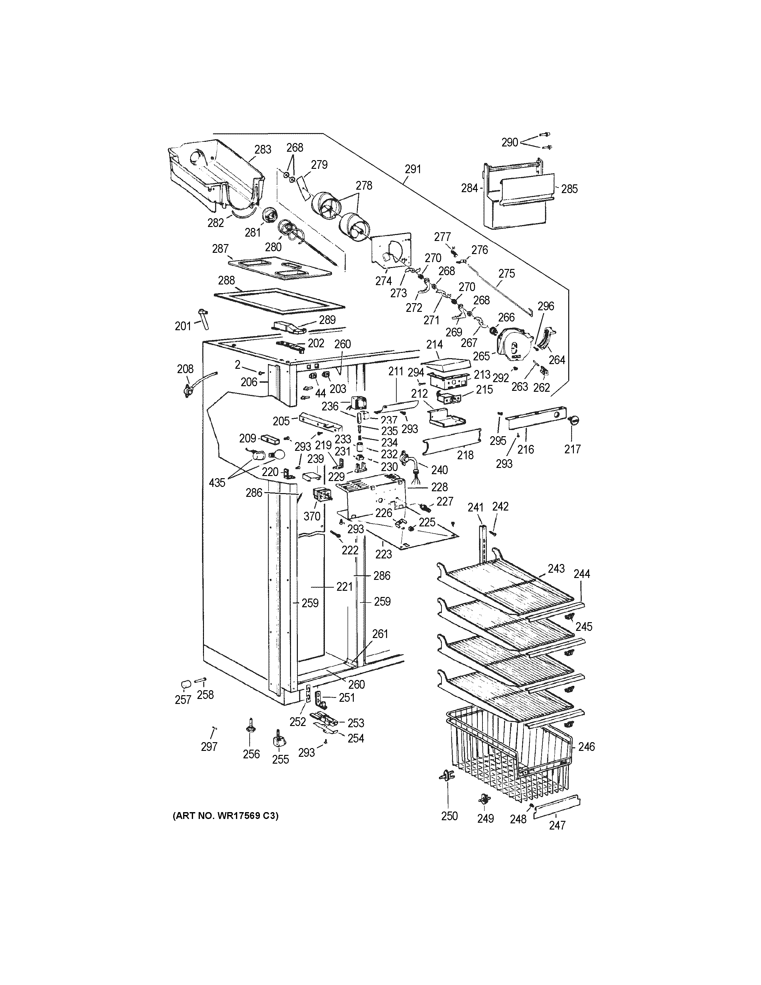 GE BISW42EKC freezer section diagram