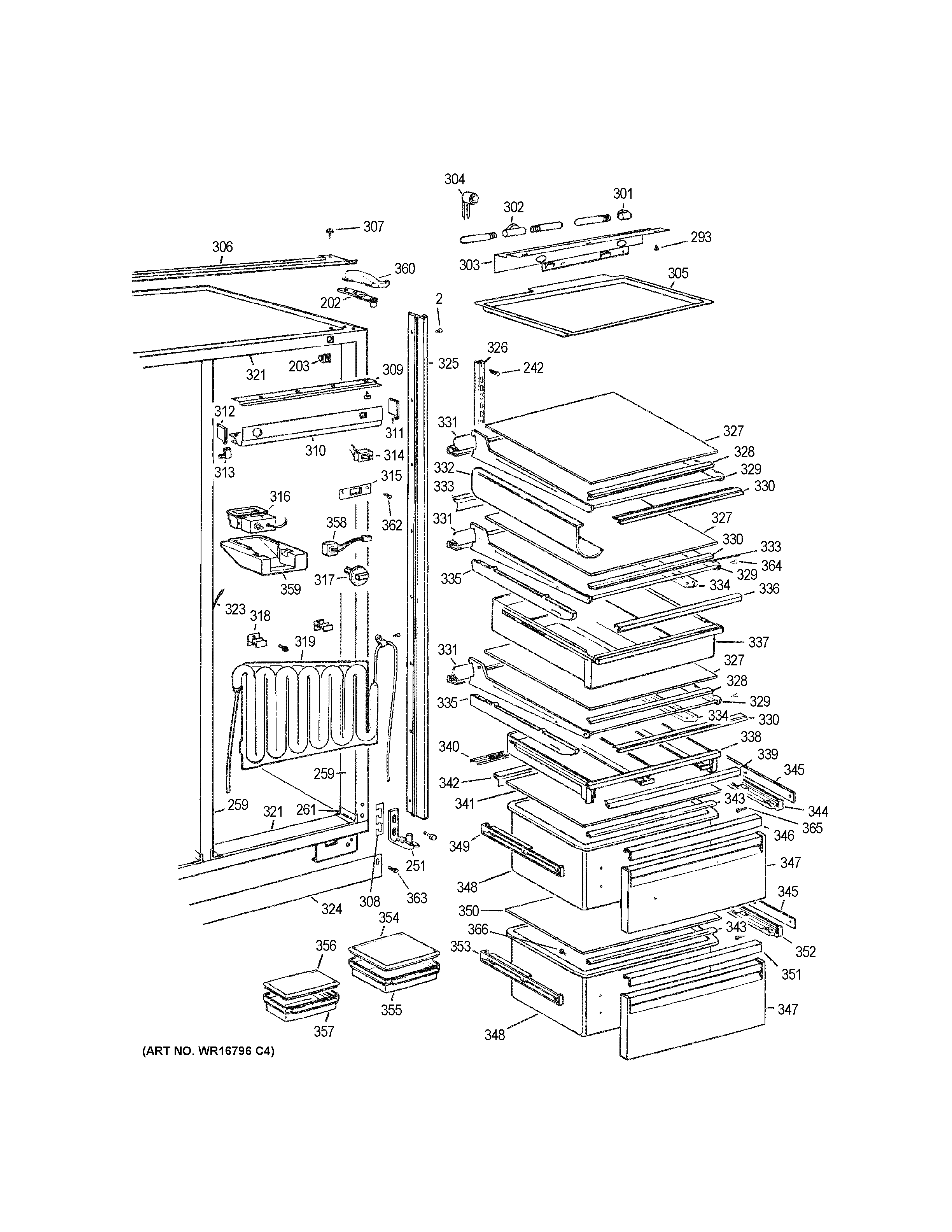 GE BISW42EKB fresh food section diagram