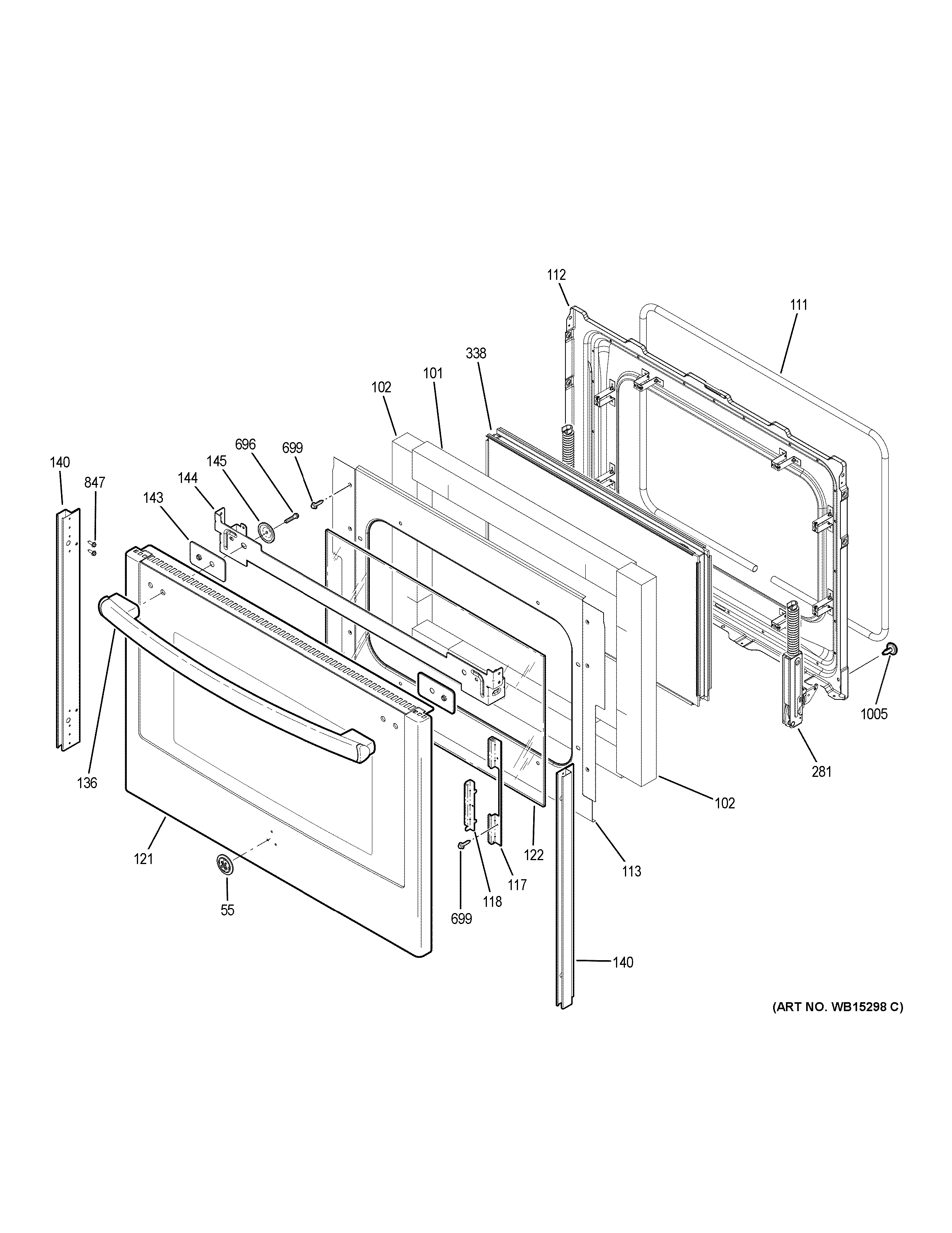 GE PS950SF3SS lower door diagram
