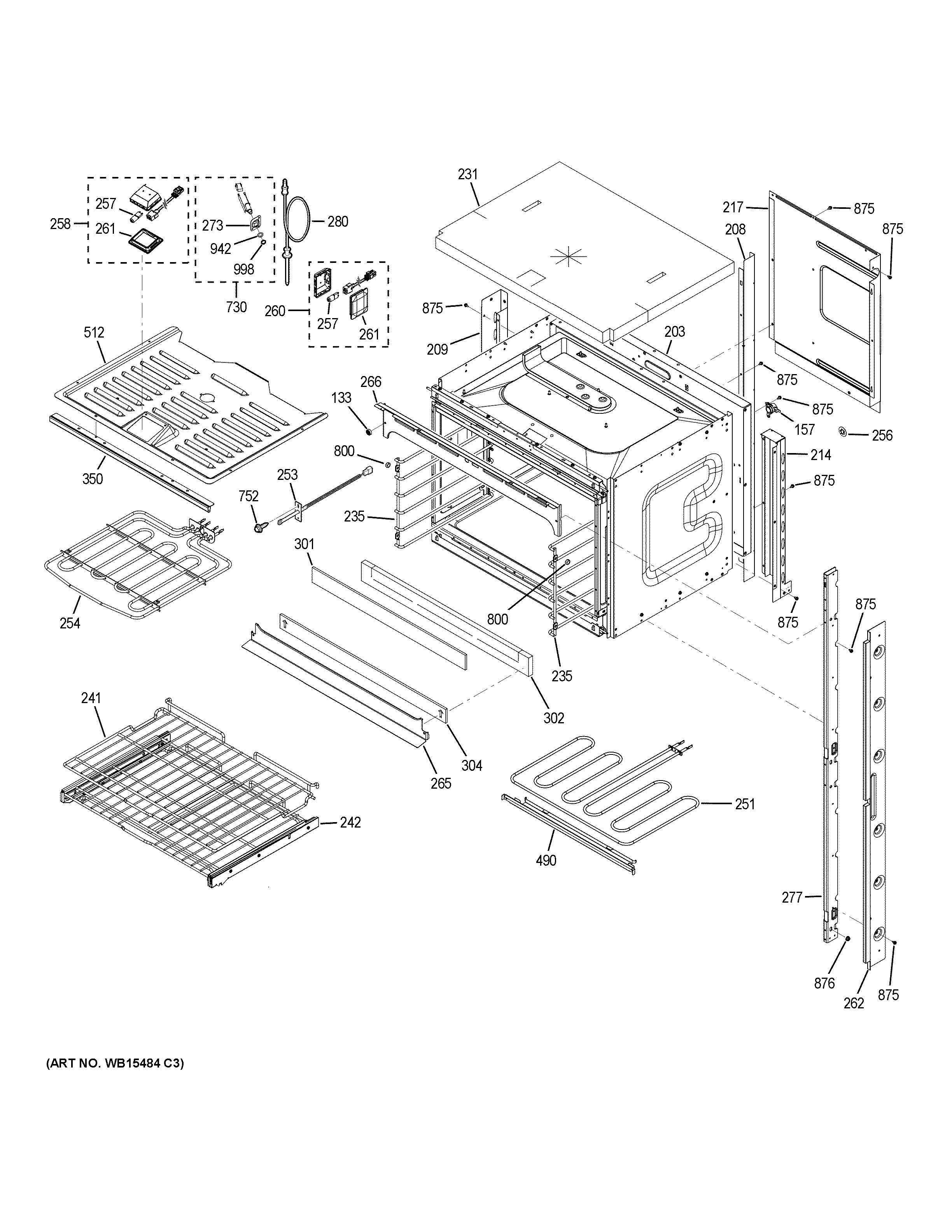 GE PT7550SF1SS upper oven diagram