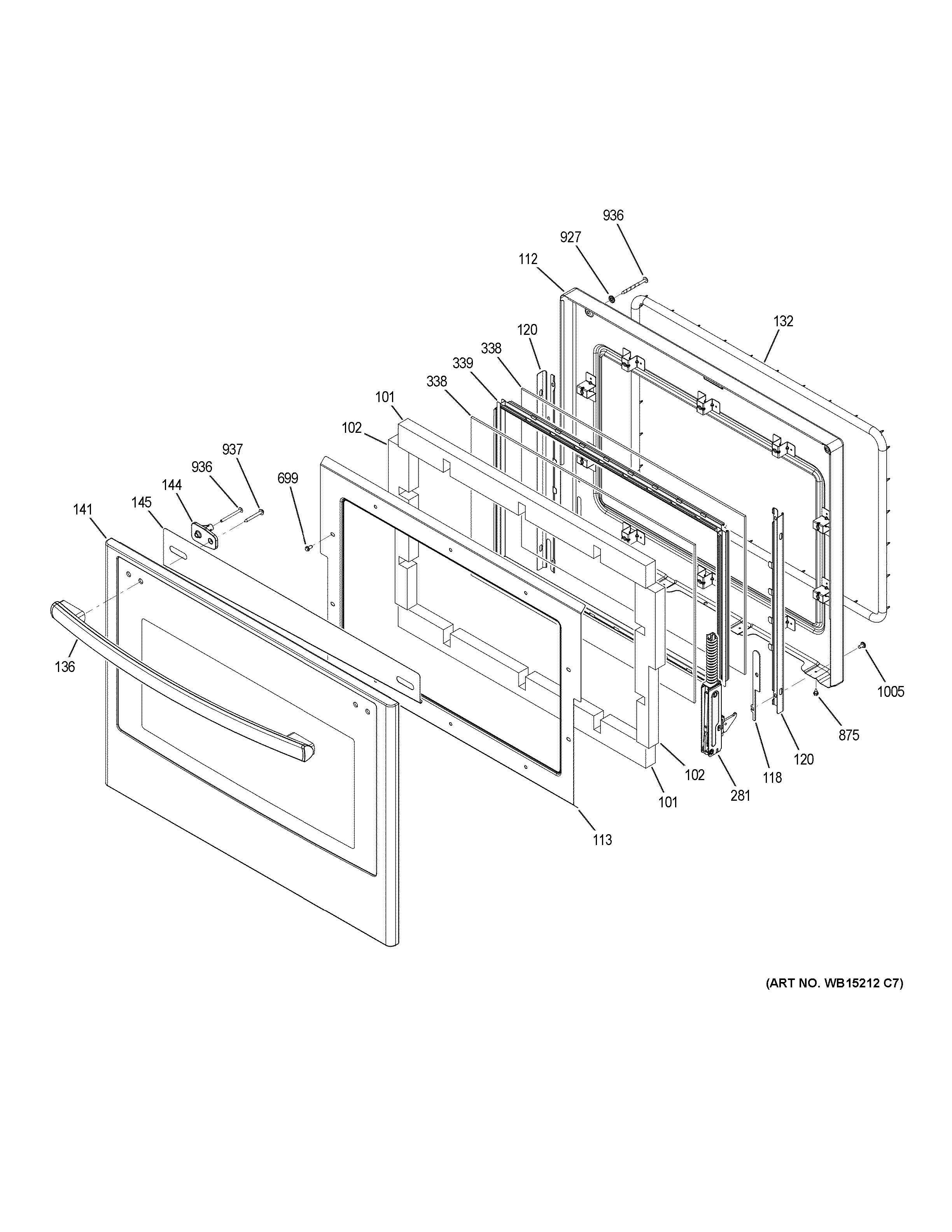 GE PT7550SF1SS lower door diagram