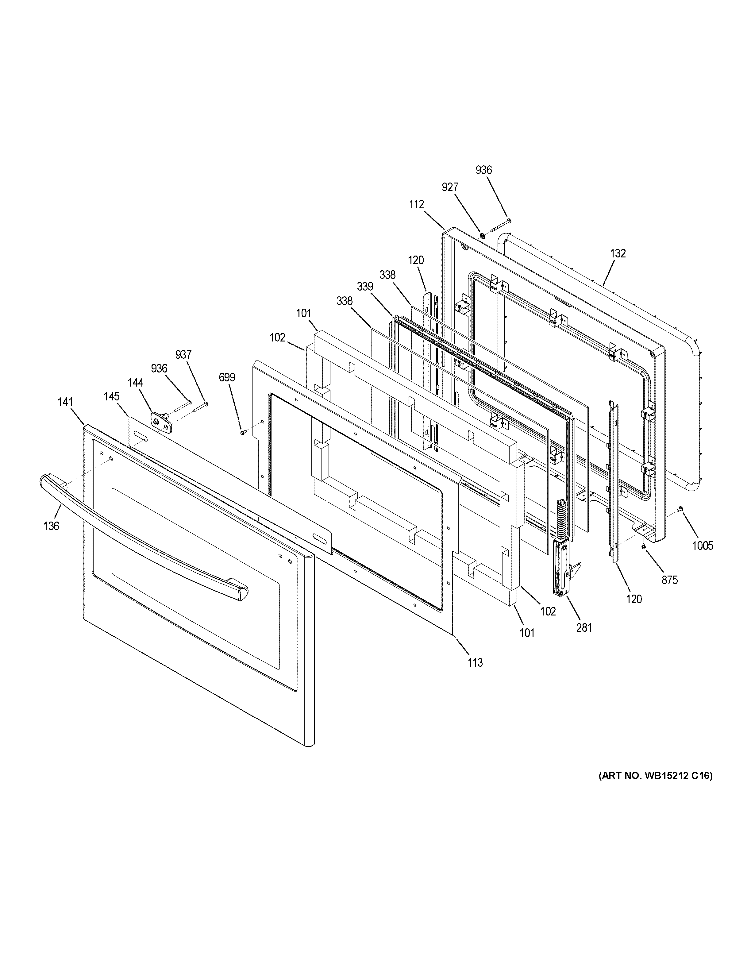 GE PT7550SF3SS lower door diagram