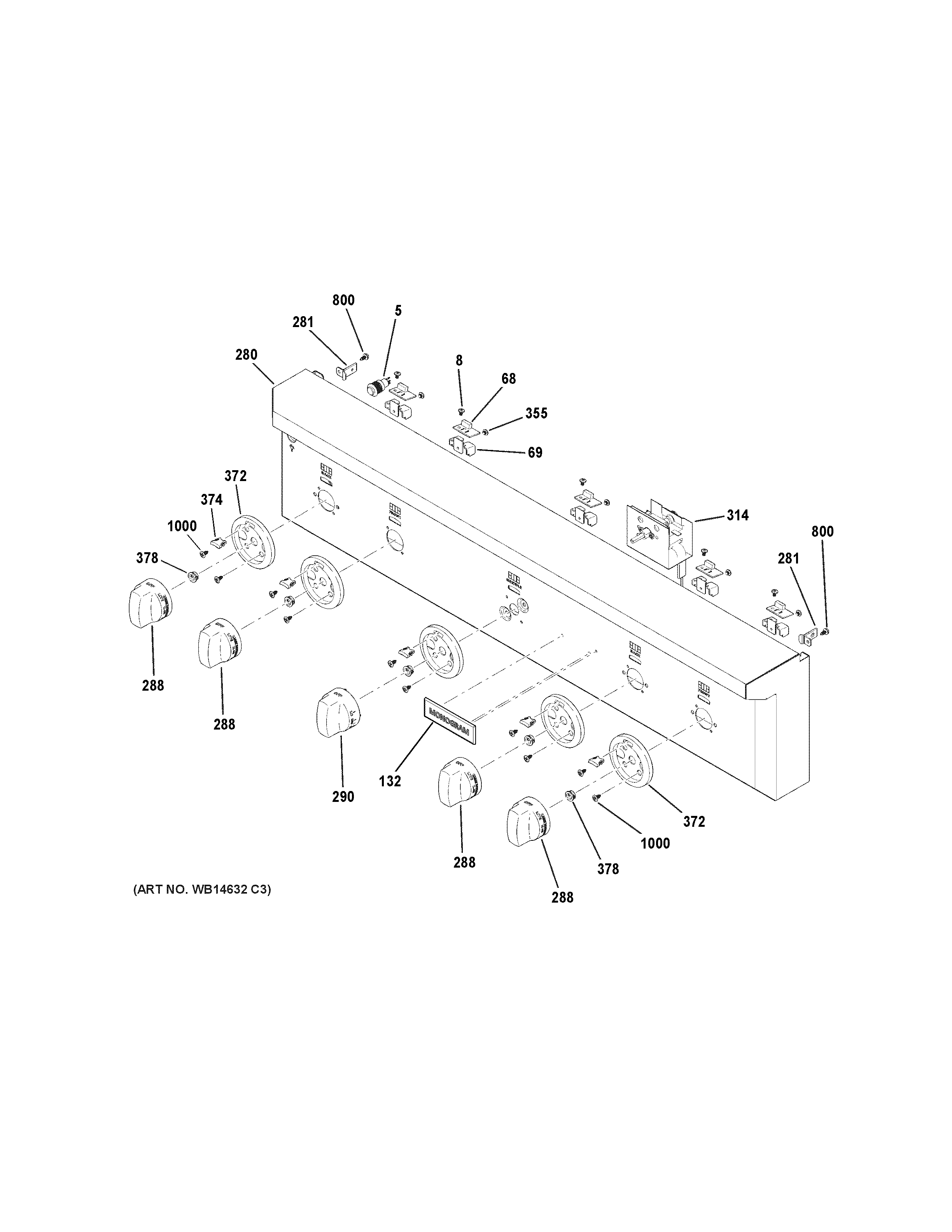 GE ZGU364NDP7SS control panel diagram