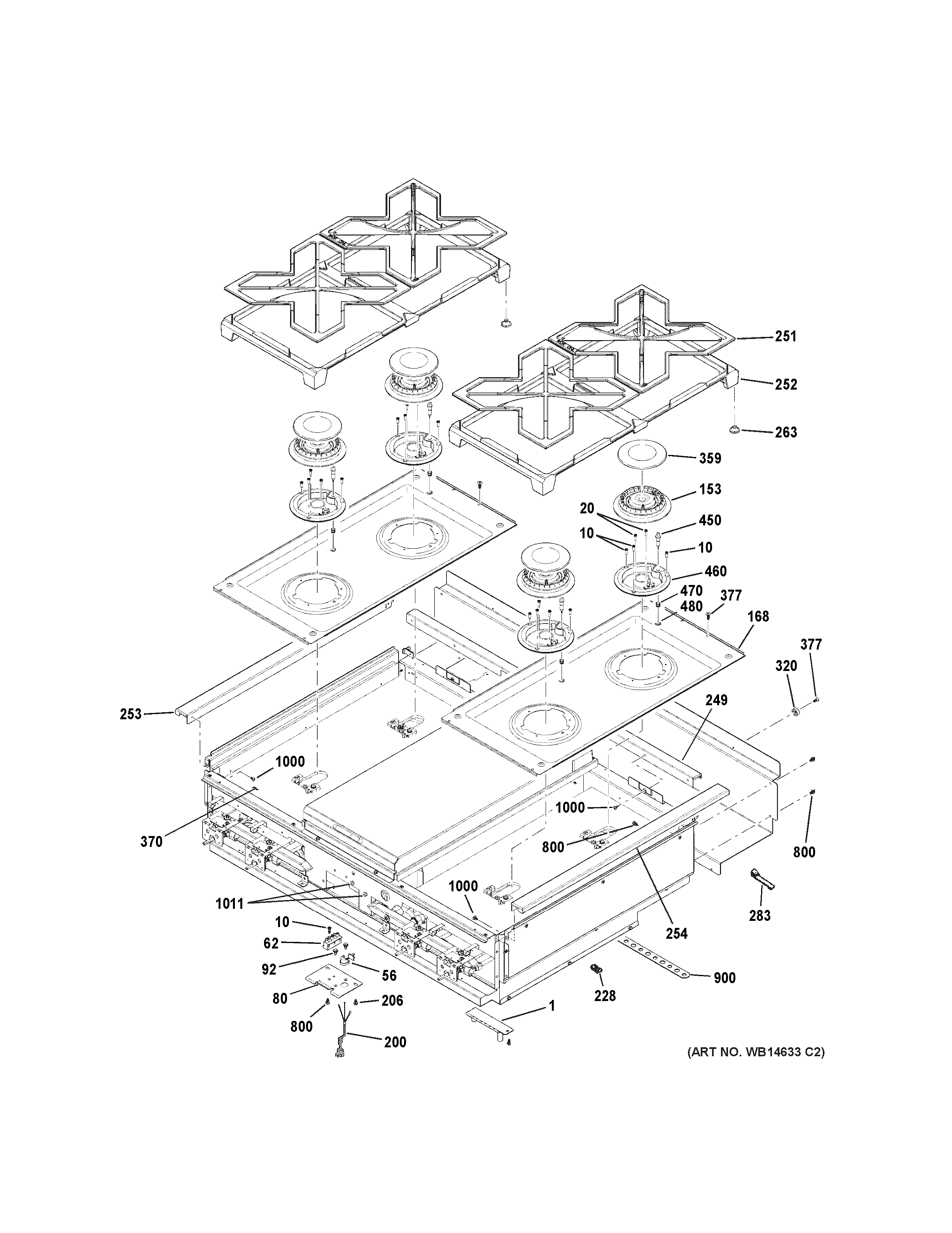 GE ZGU364NDP7SS cooktop diagram