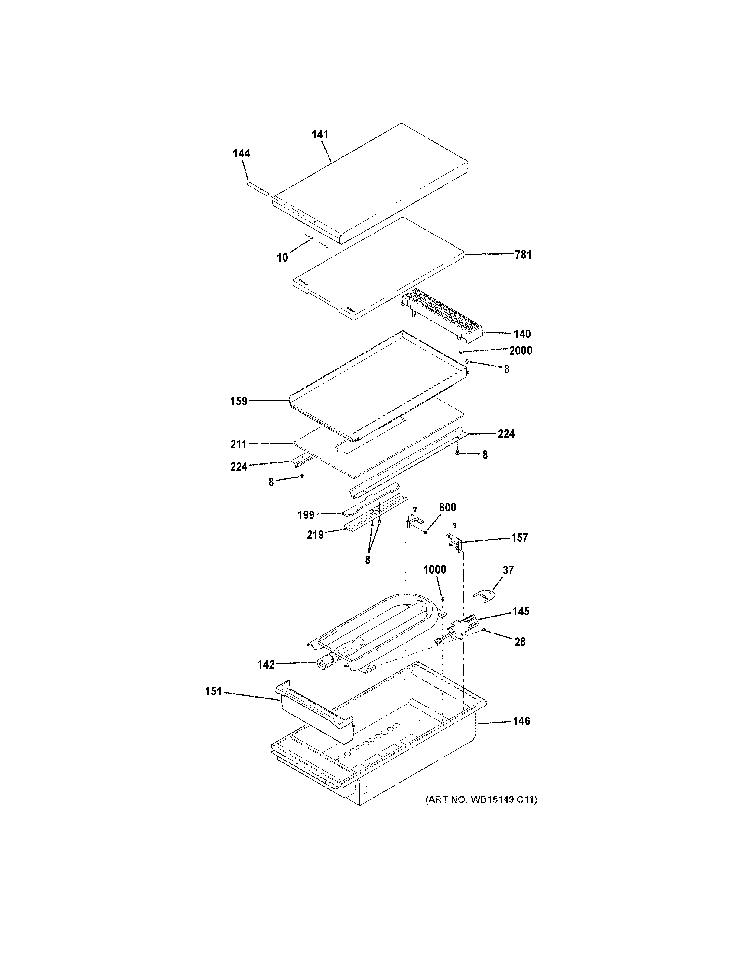 GE ZGU364NDP7SS griddle assembly diagram