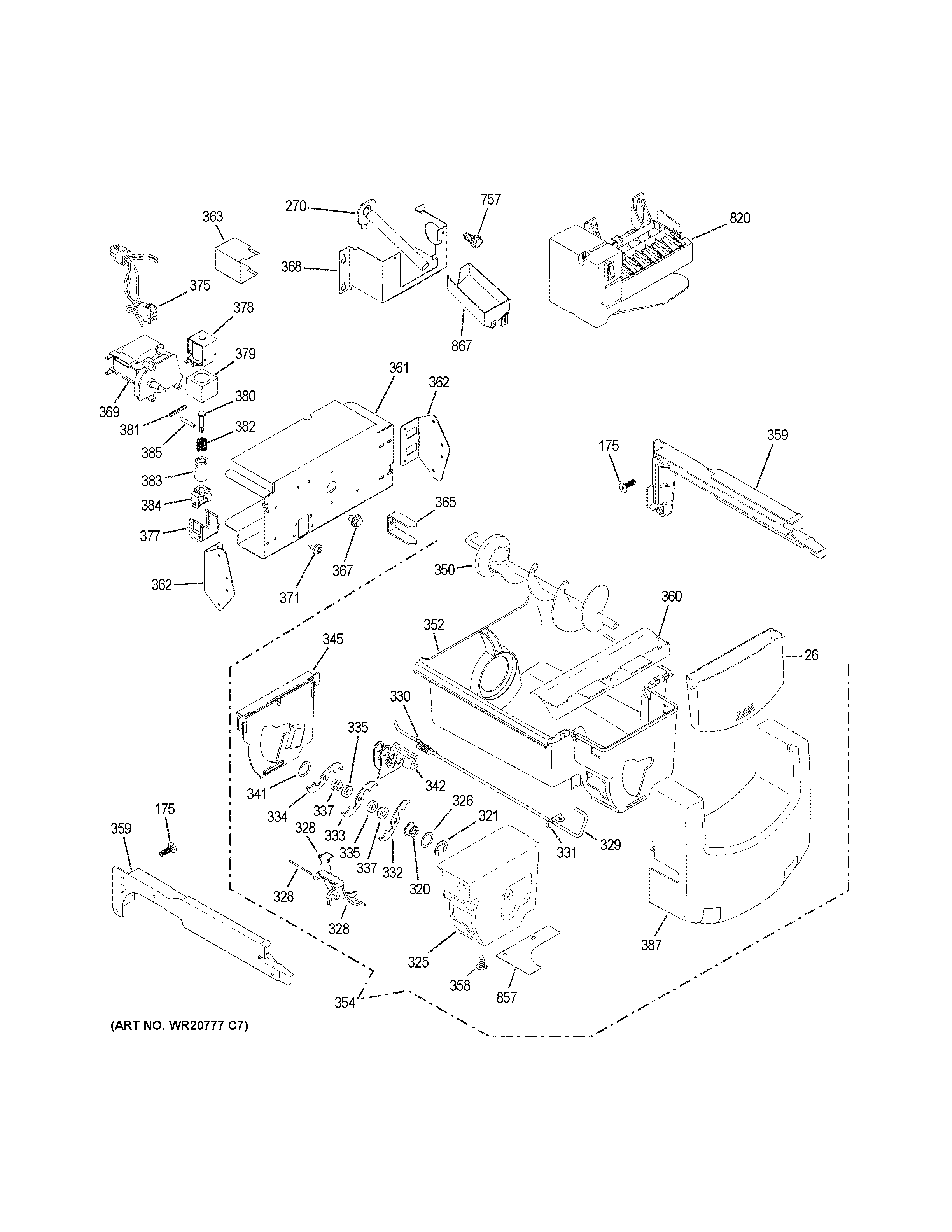 GE GSHF3KGZBCWW ice maker & dispenser diagram