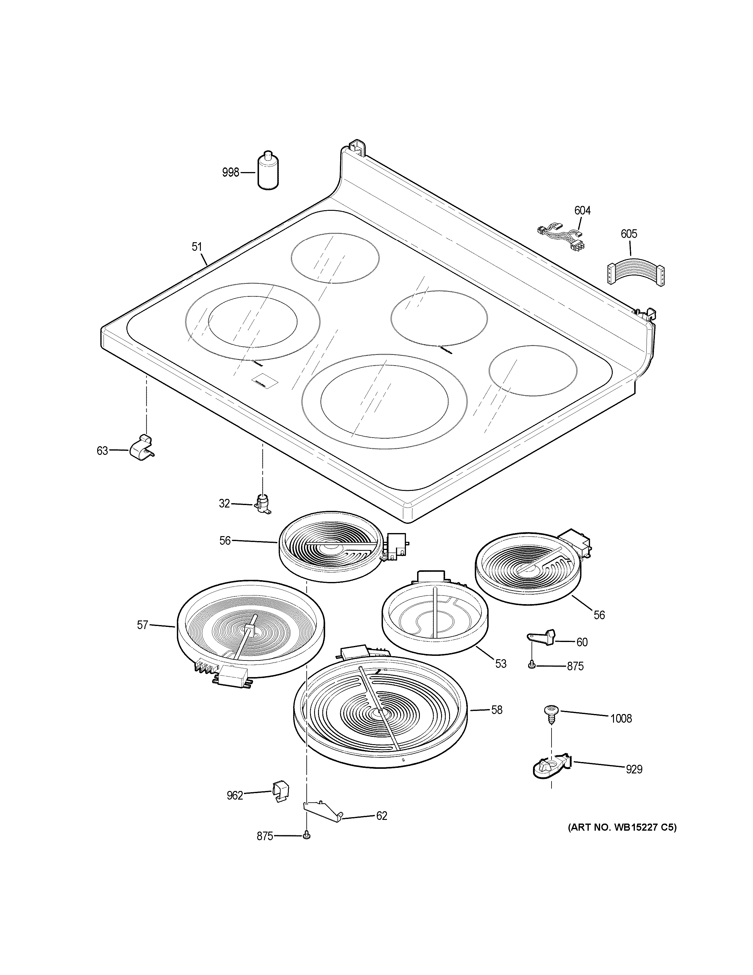 GE JB750SJ1SS cooktop diagram
