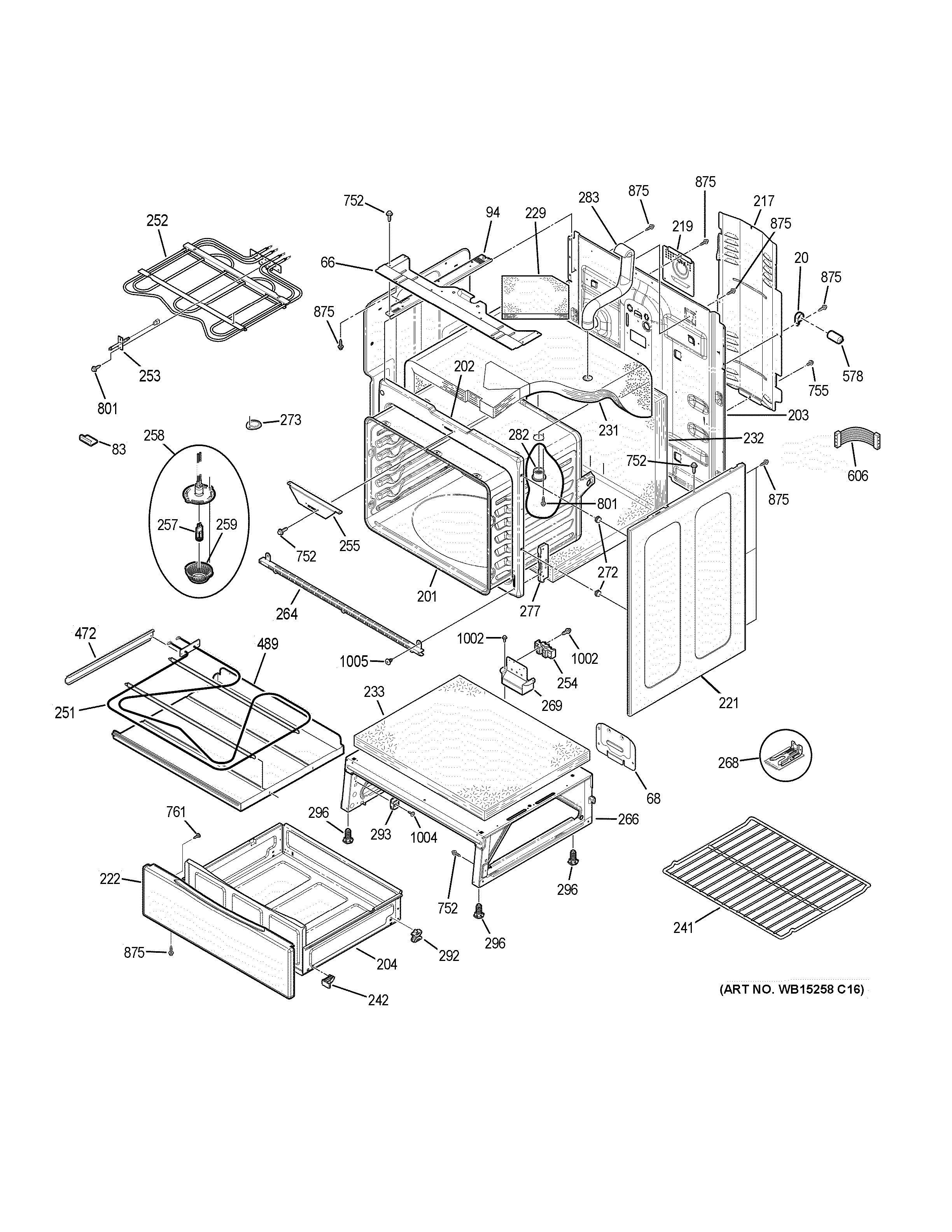 GE JB750SJ2SS body parts diagram