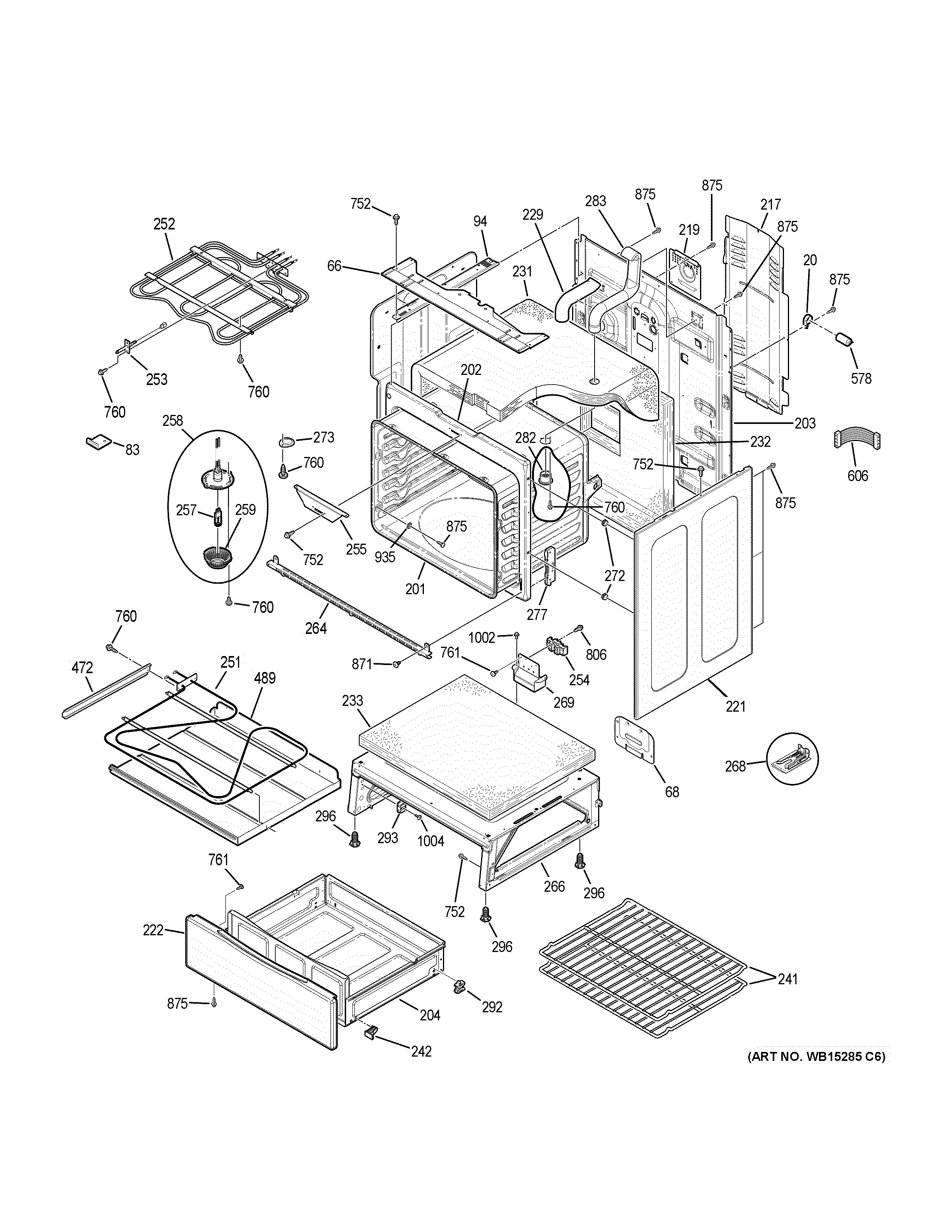 GE JB755SJ2SS body parts diagram