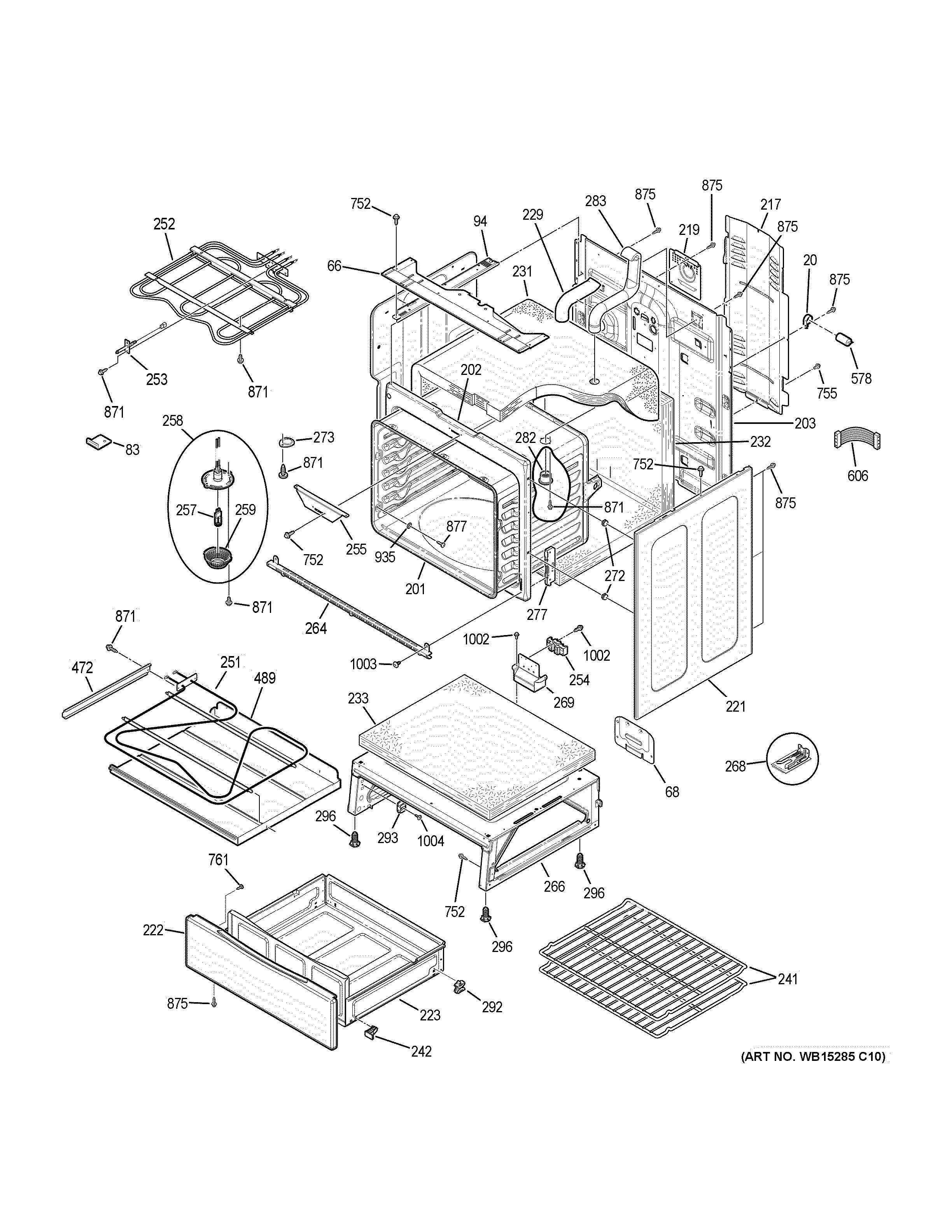GE PB911EJ4ES body parts diagram