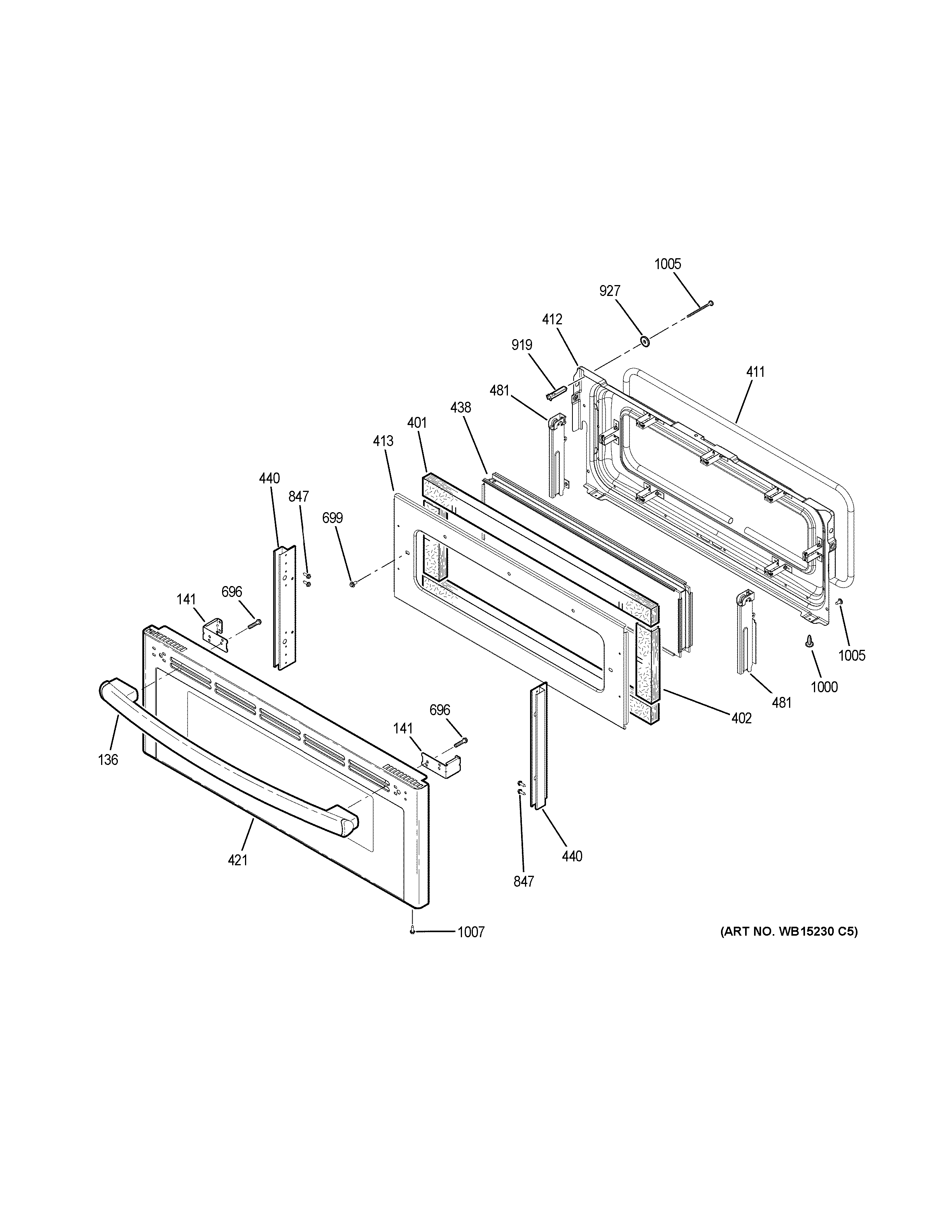 GE PB960SJ3SS upper door diagram