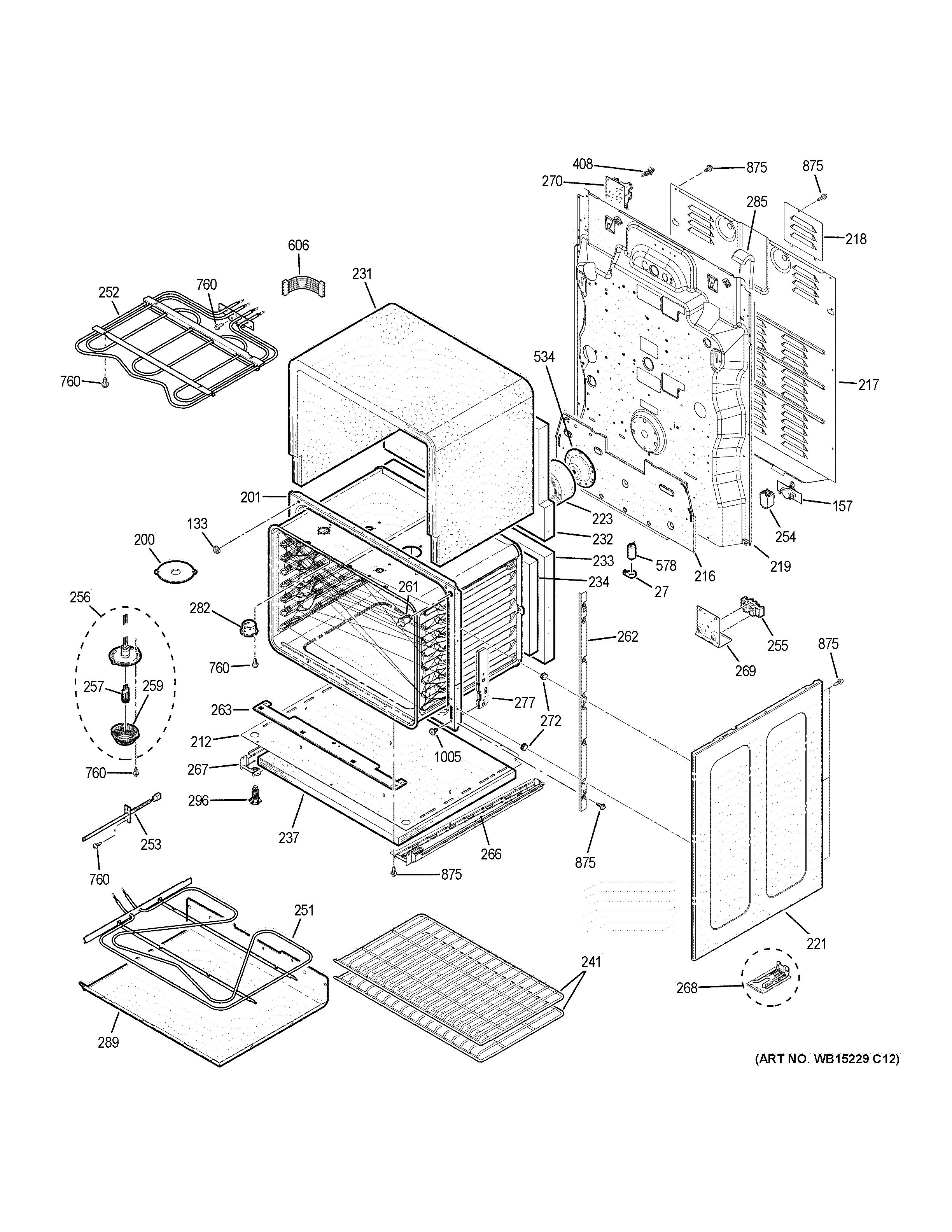GE PB960TJ1WW lower oven diagram