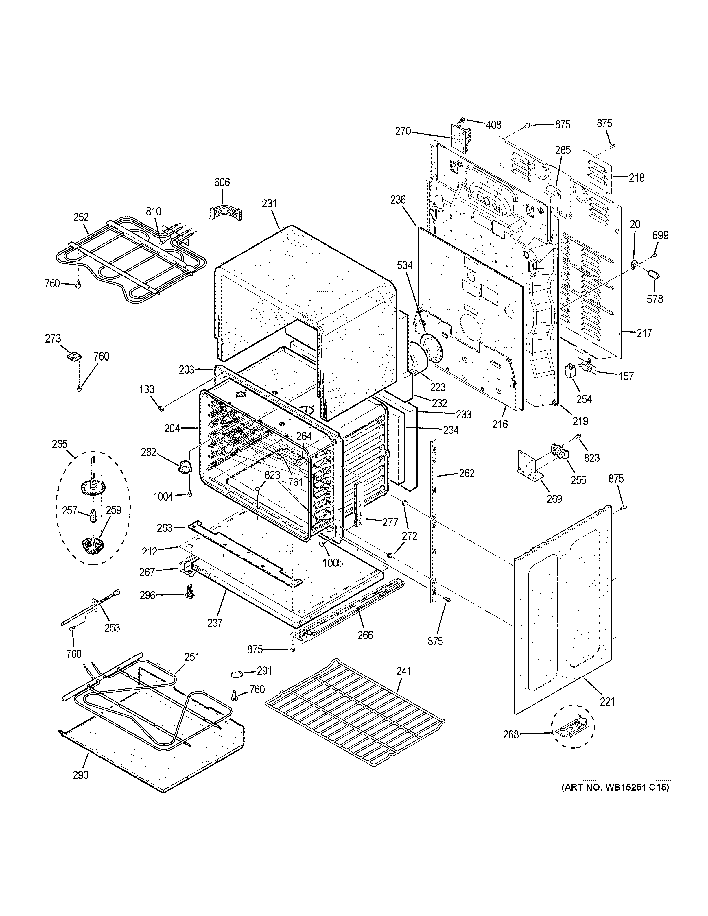 GE PB980SJ1SS lower oven diagram
