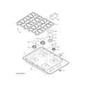 GE PGP943DET2BB control panel & cooktop diagram