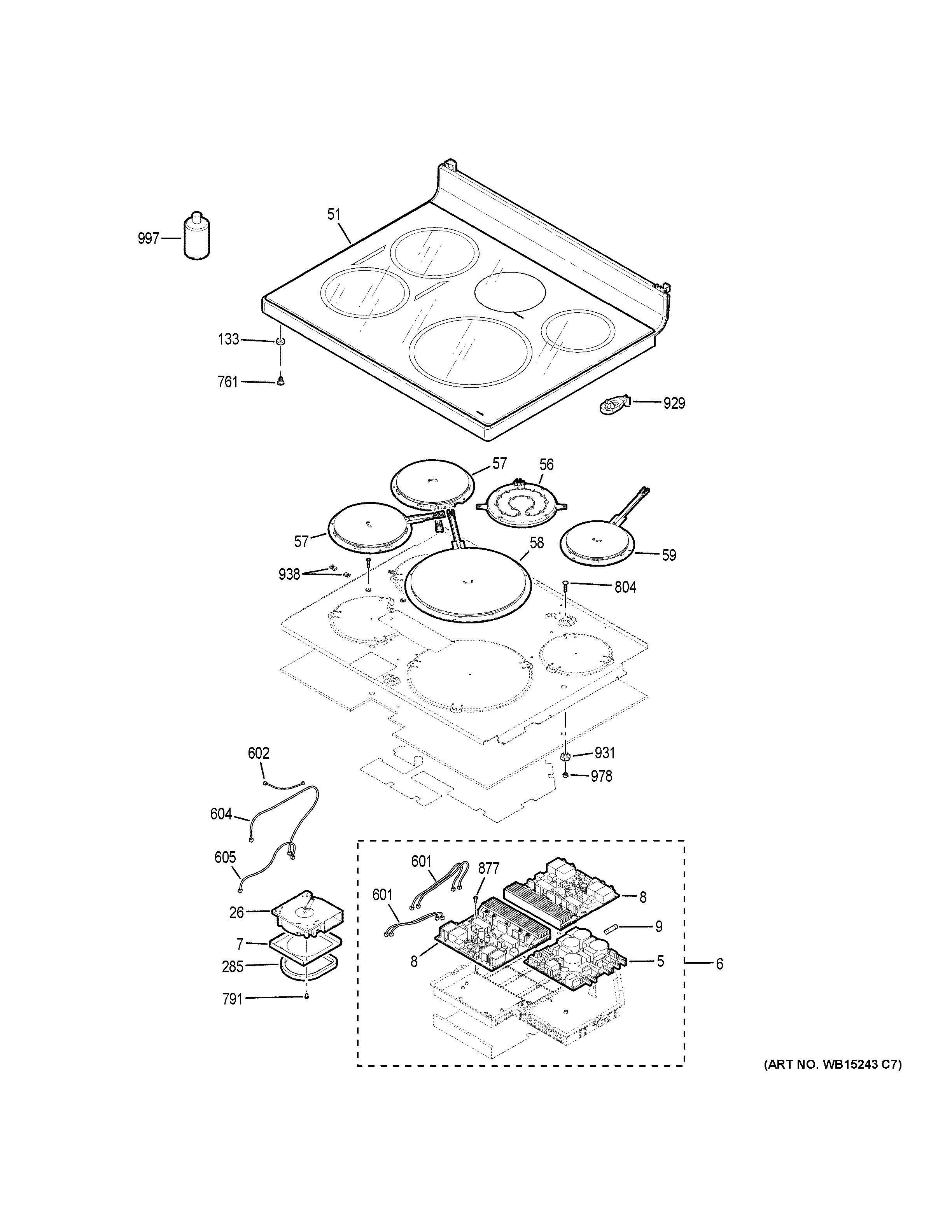 GE PHB920EJ2ES cooktop diagram