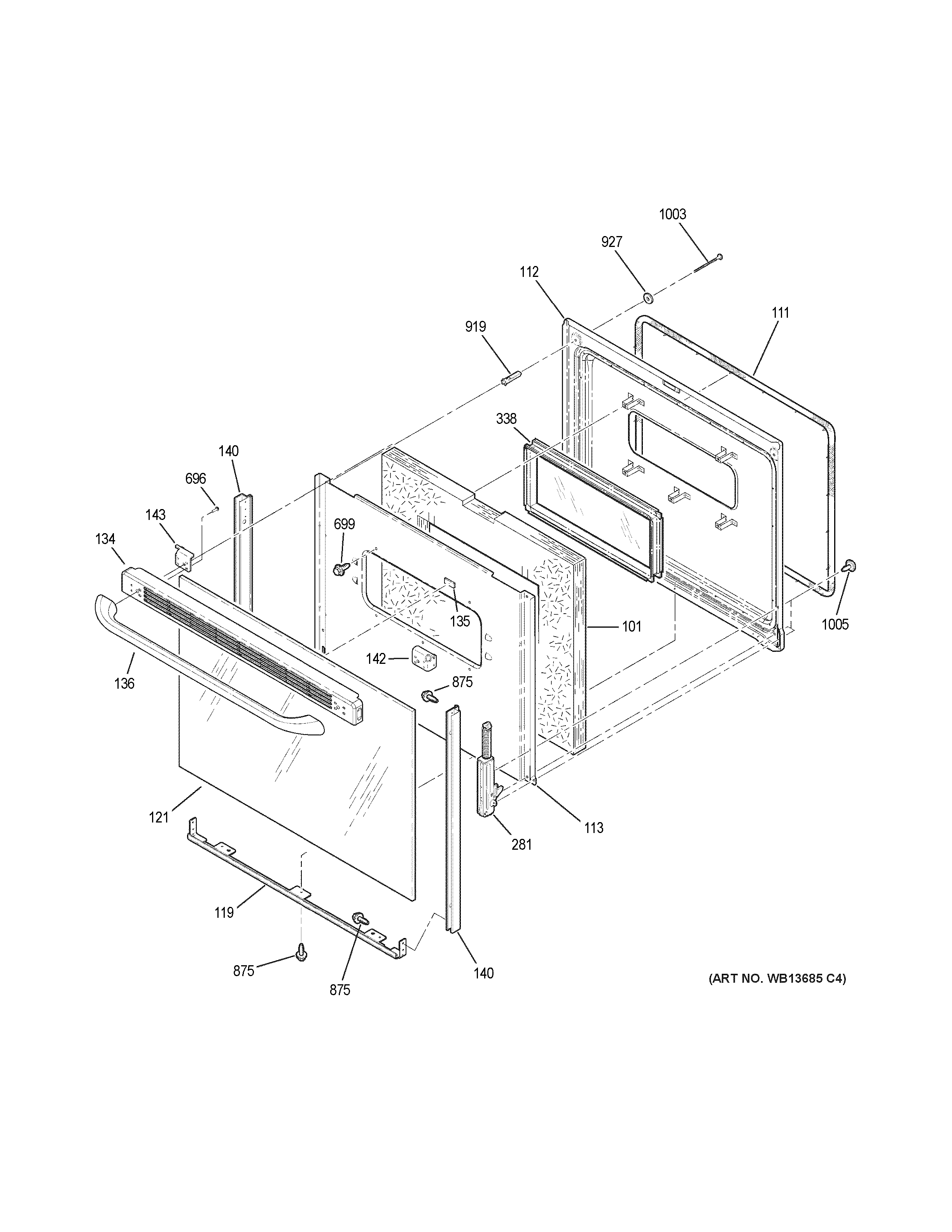 GE JBP23DN1CC door diagram