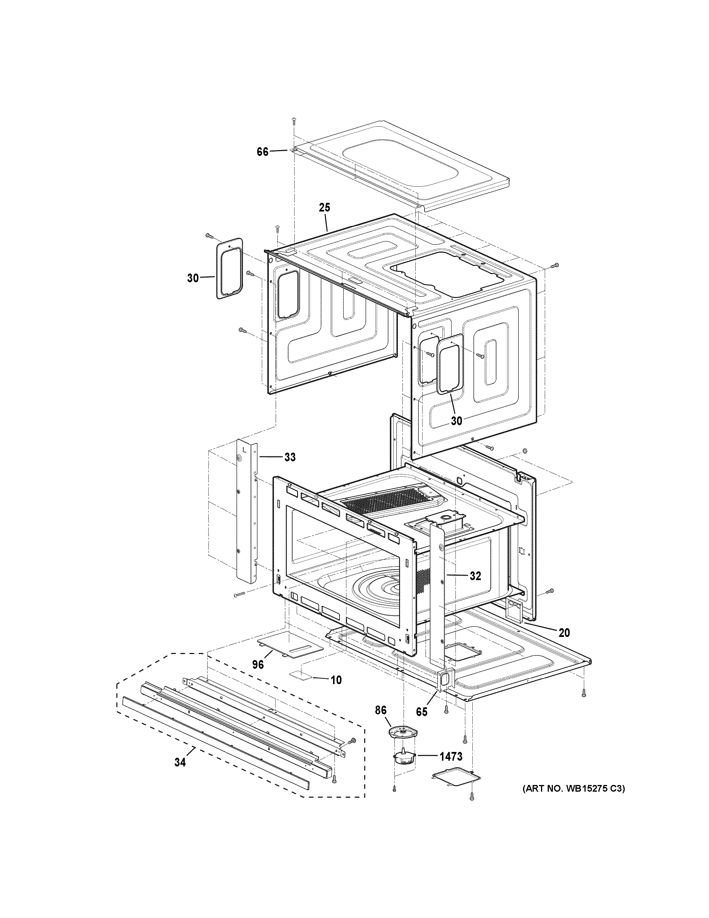 GE PSB9120SF1SS oven cavity parts diagram