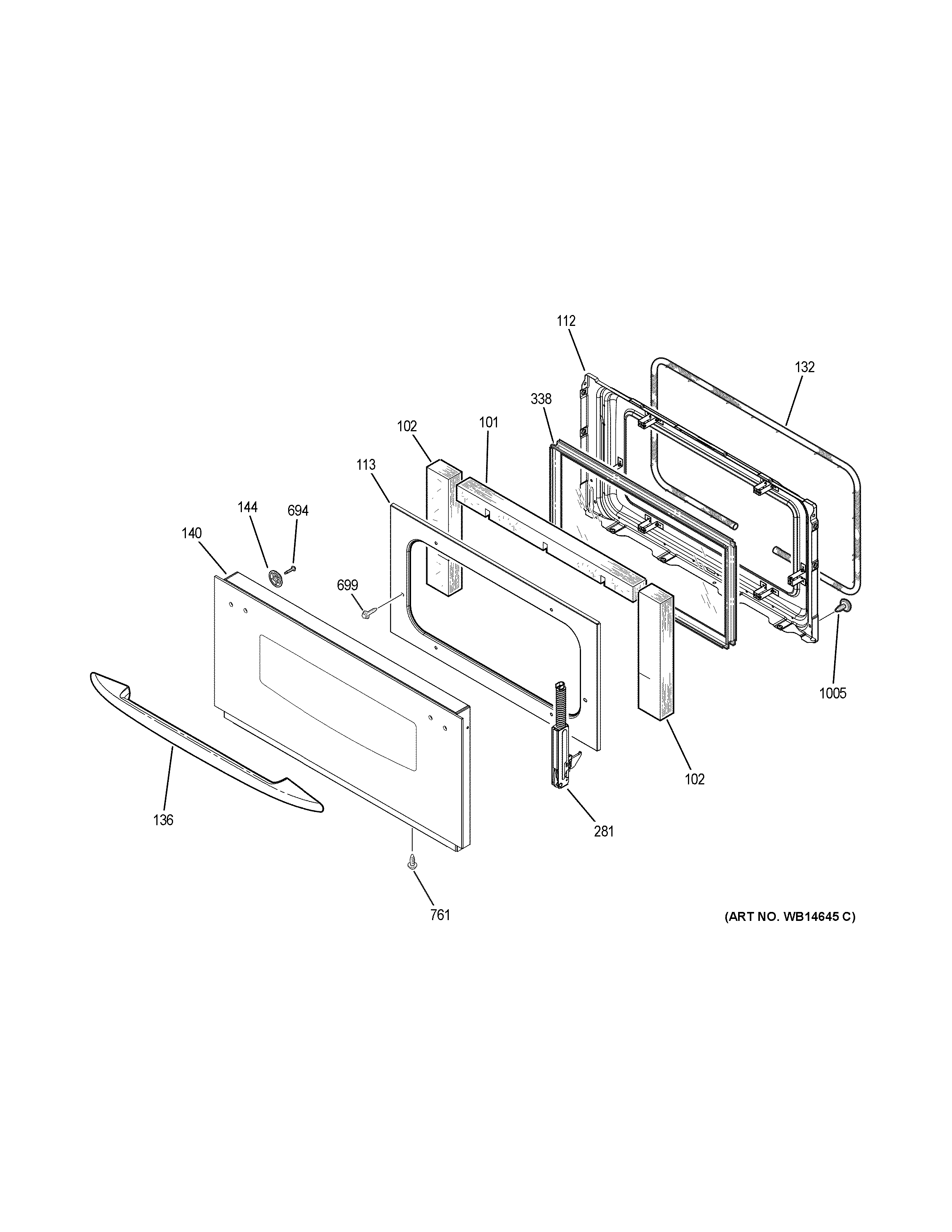 GE PT925DN3BB door diagram