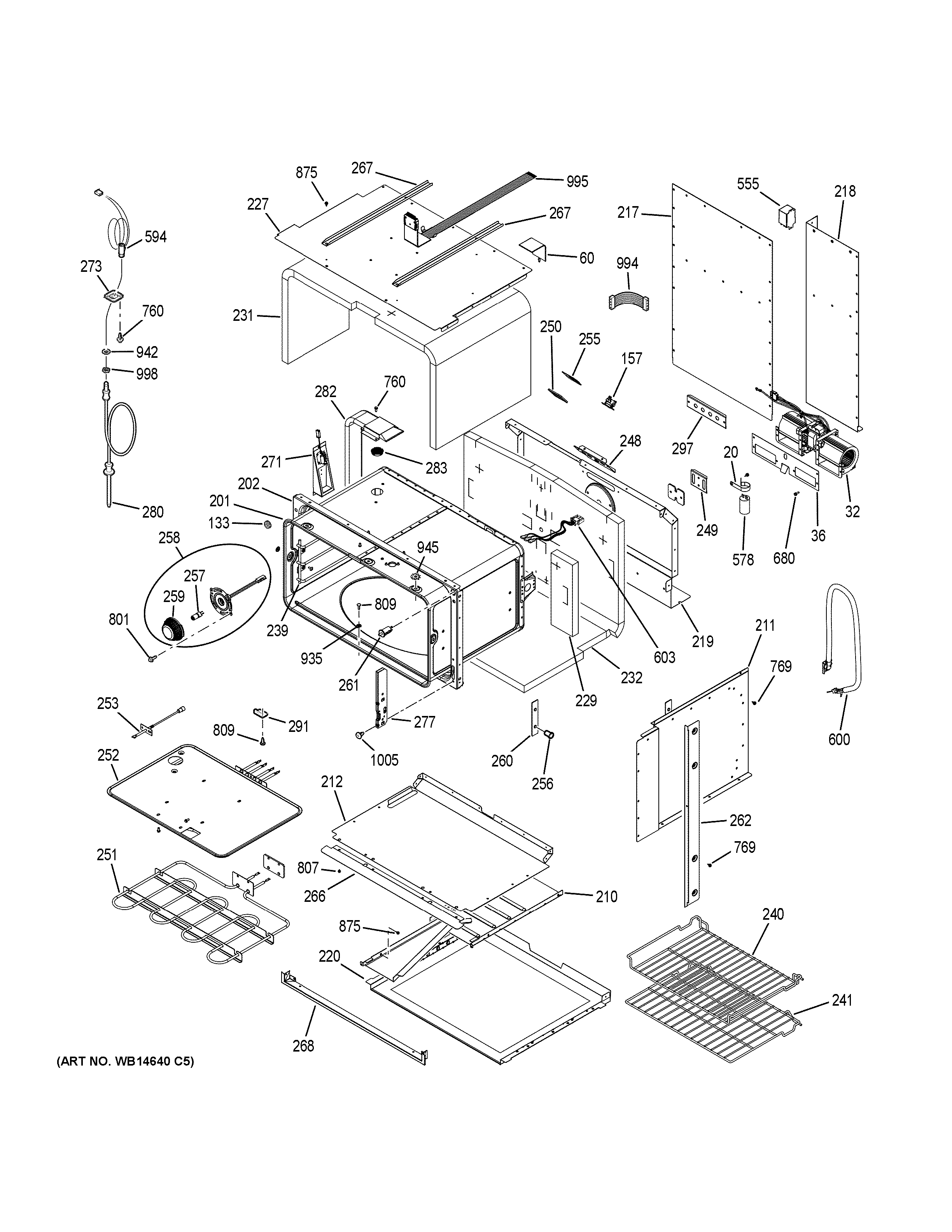 GE PT925DN4BB lower oven diagram