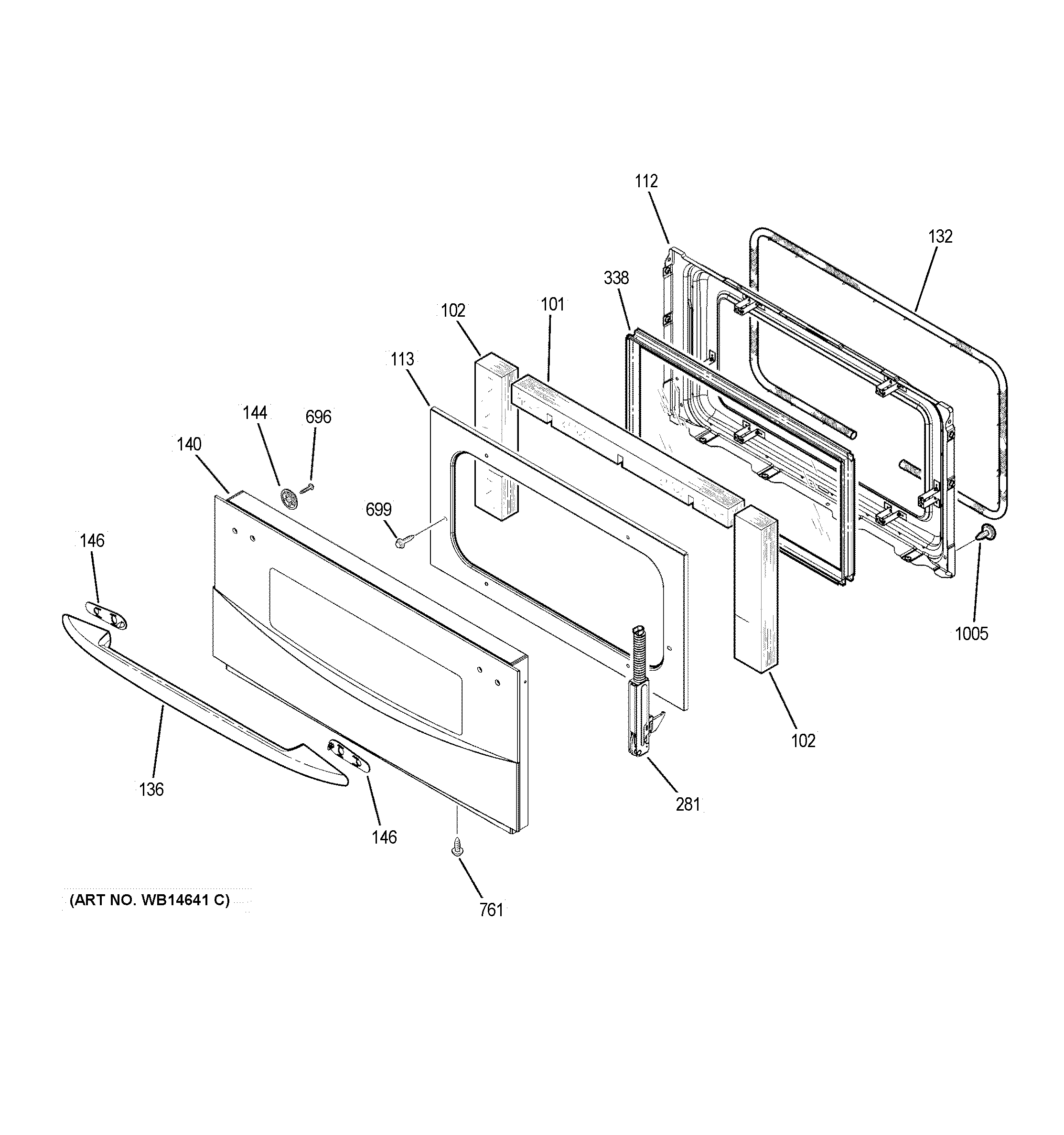 GE PT925SN4SS door diagram