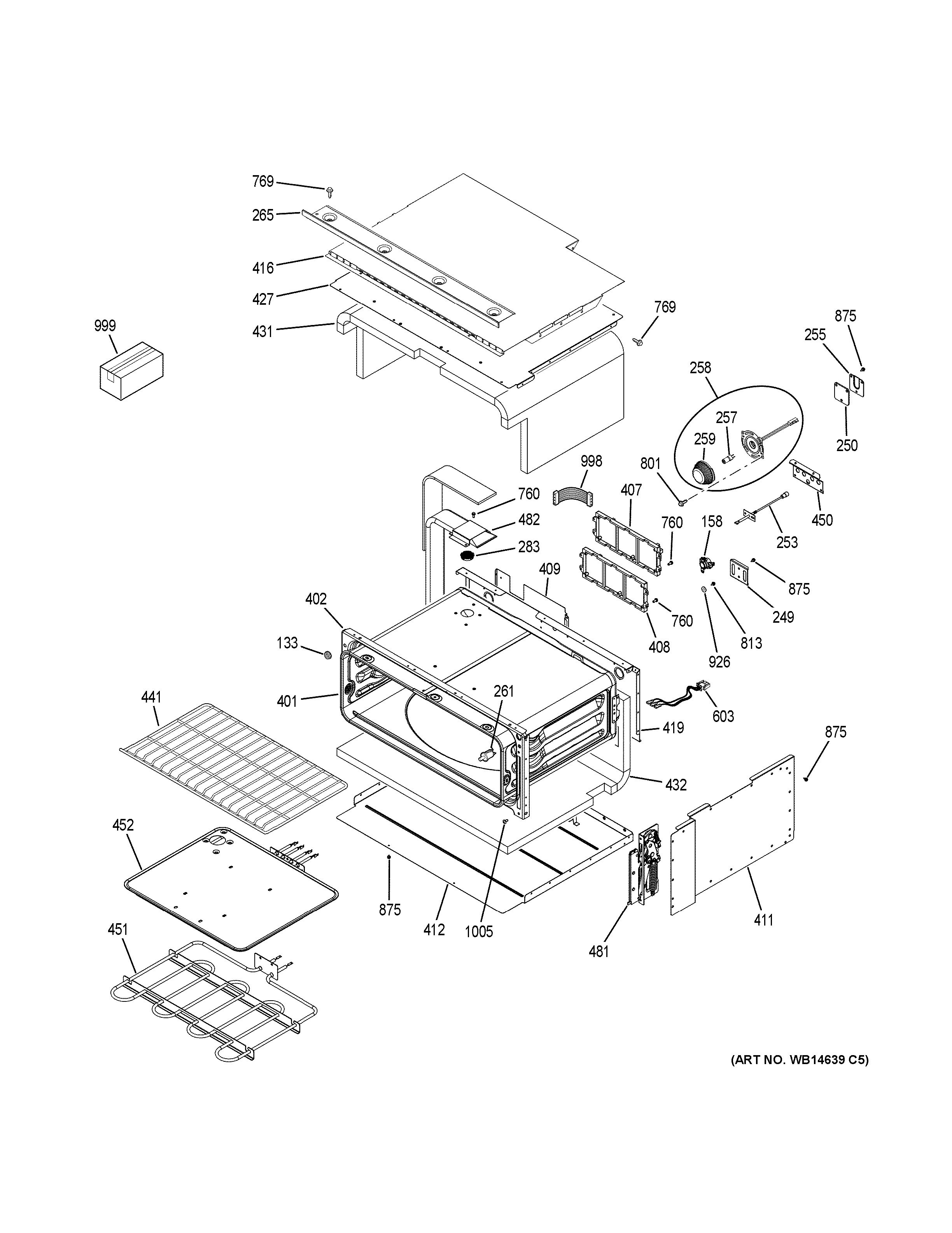 GE PT925SN5SS upper oven diagram