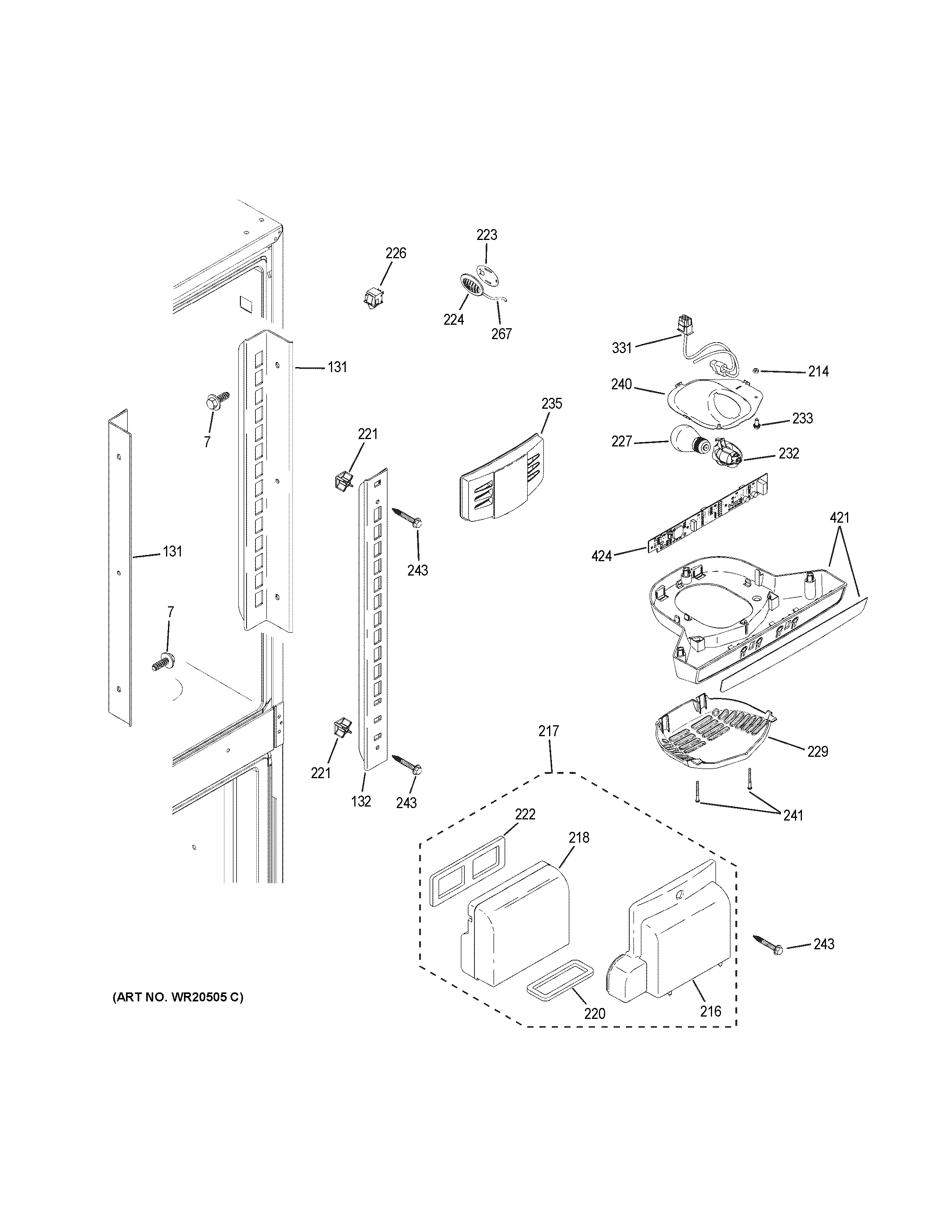 GE GDE23ETEBRBB fresh food section diagram