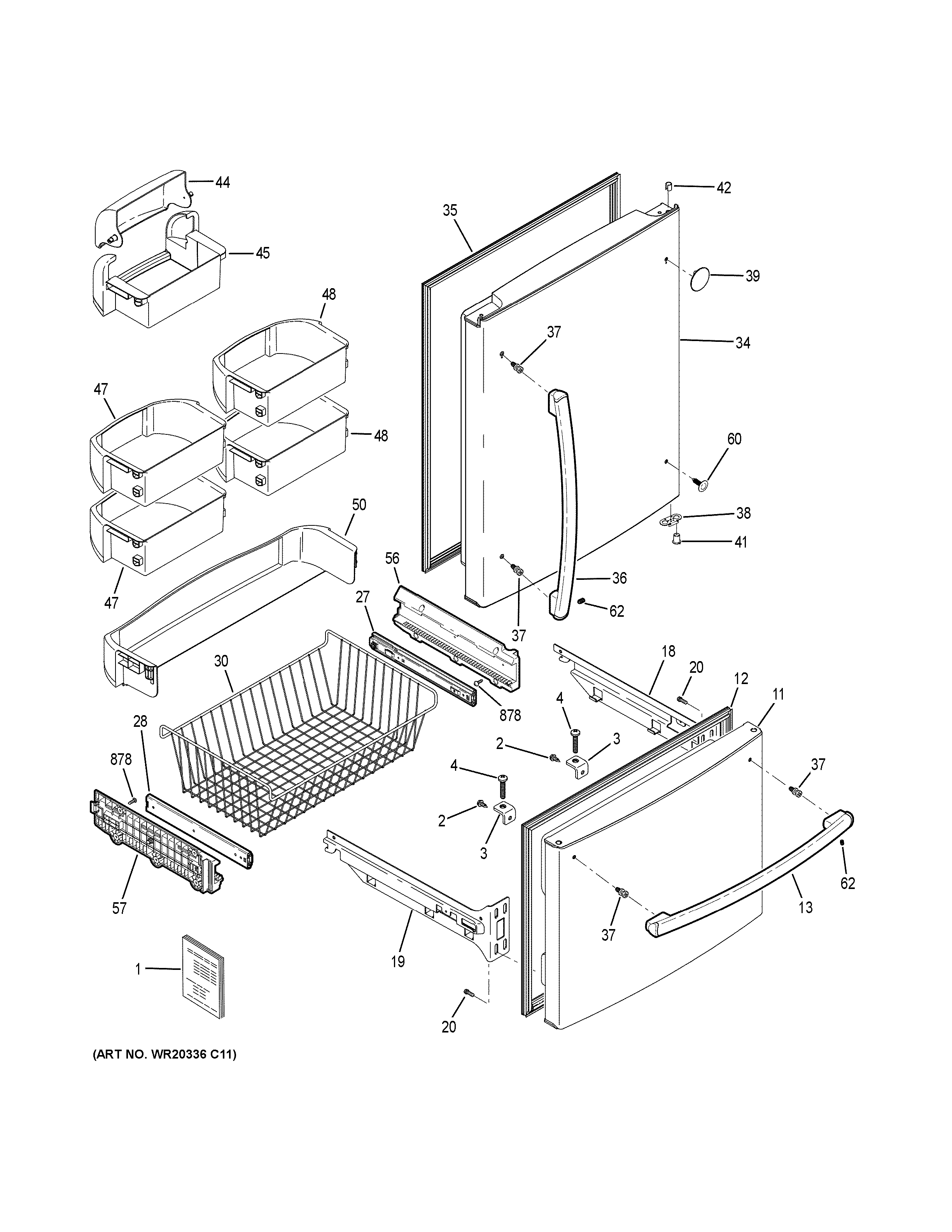 GE GDE23GGHBRWW doors diagram