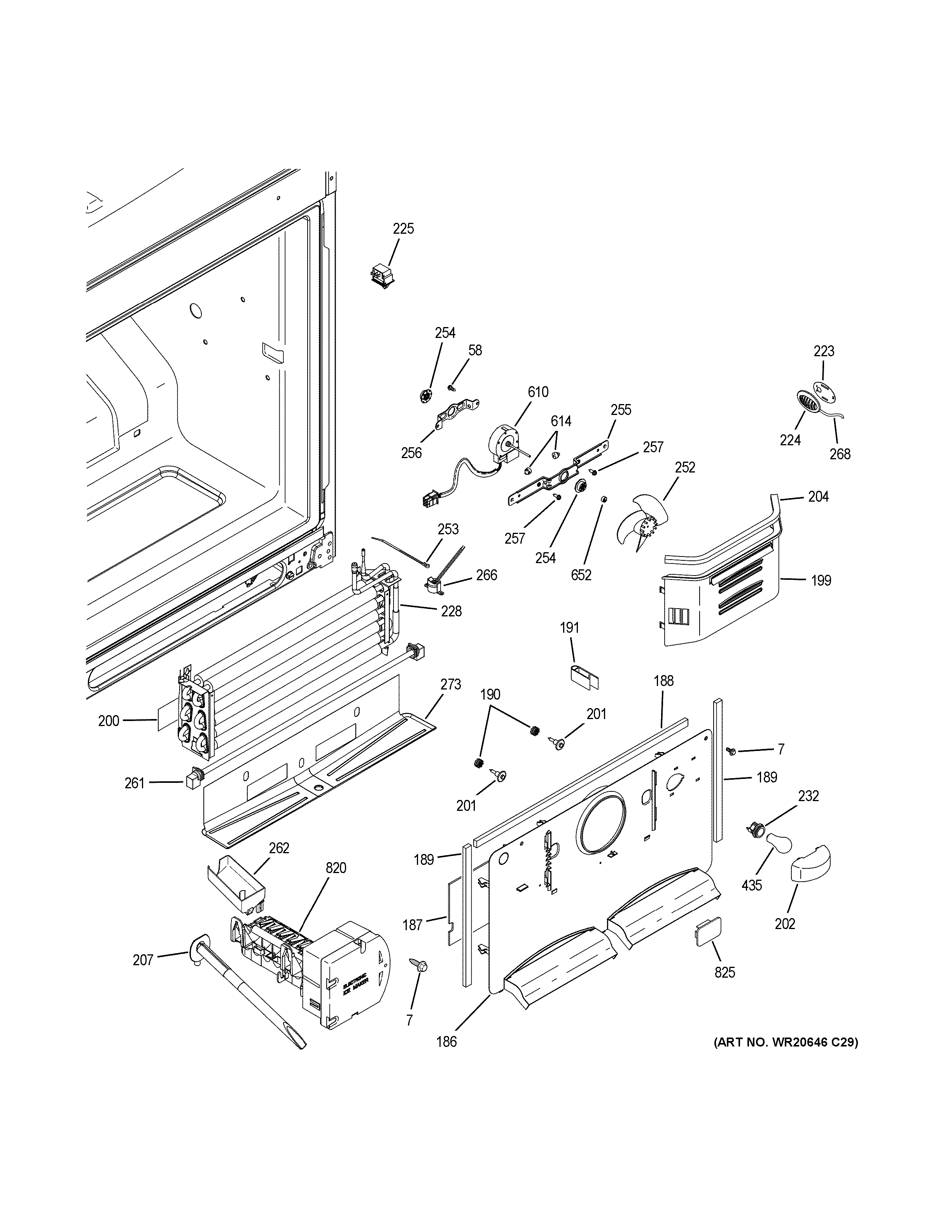GE GDE23GGHBRWW freezer section diagram