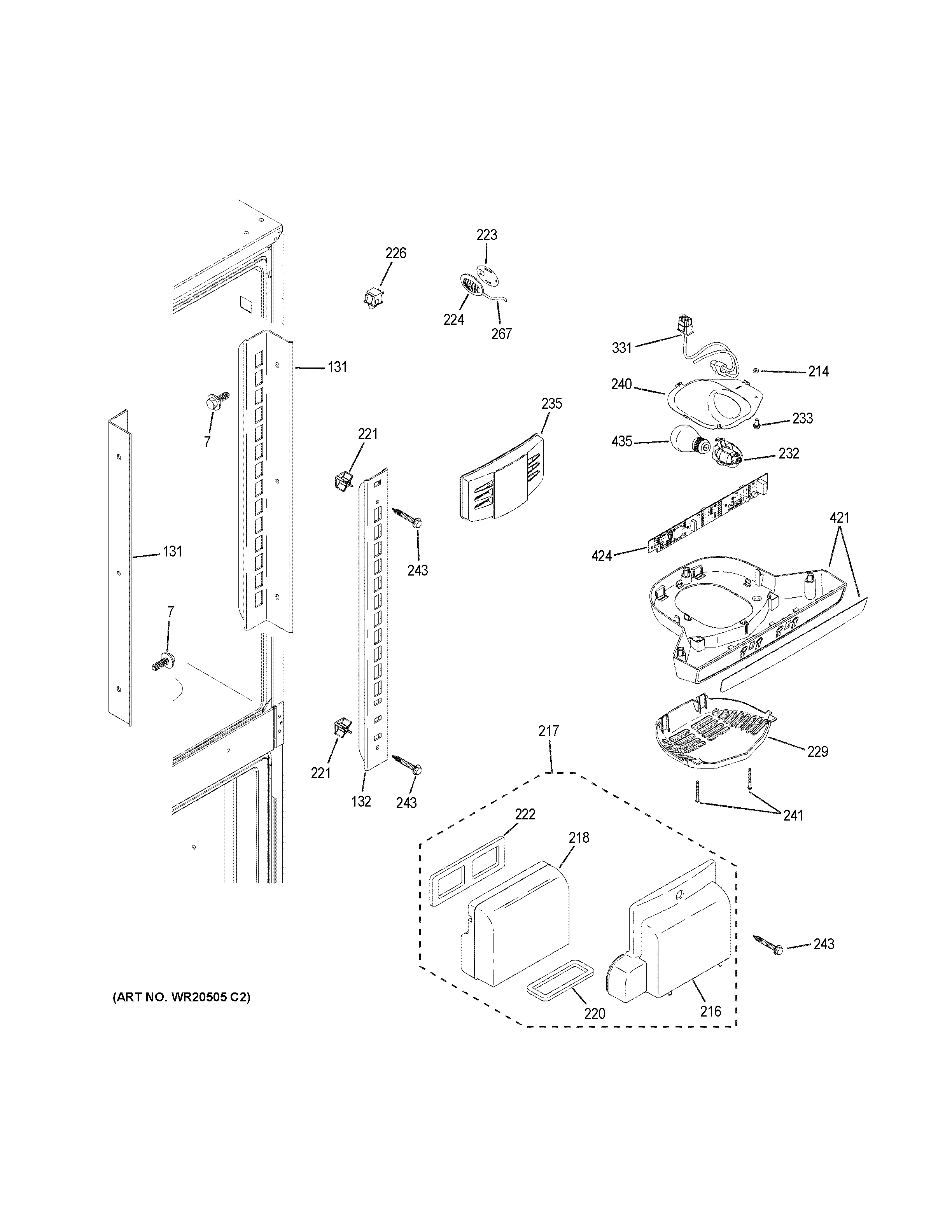 GE GDE23GGHBRWW fresh food section diagram