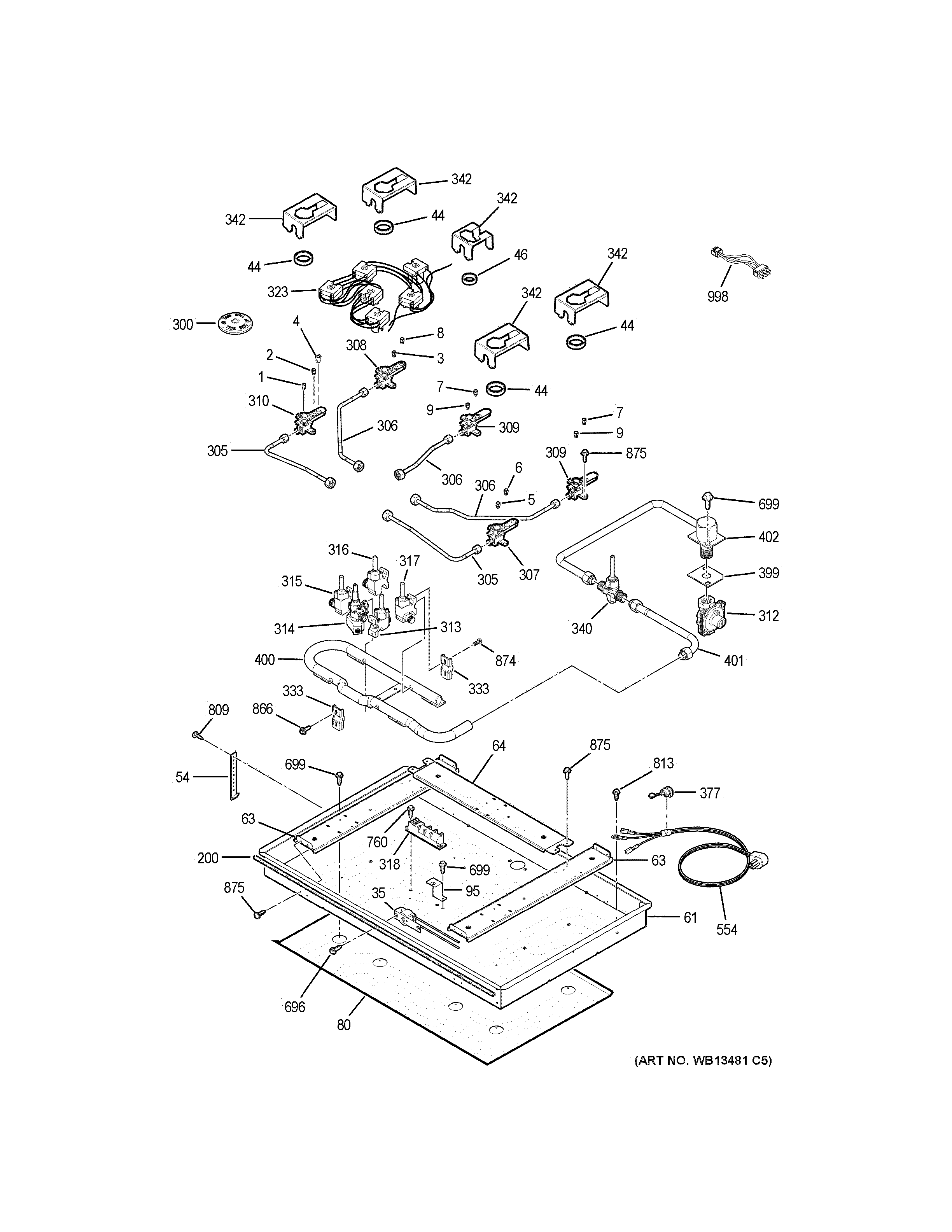 GE JGP970SEK5SS gas & burner parts diagram