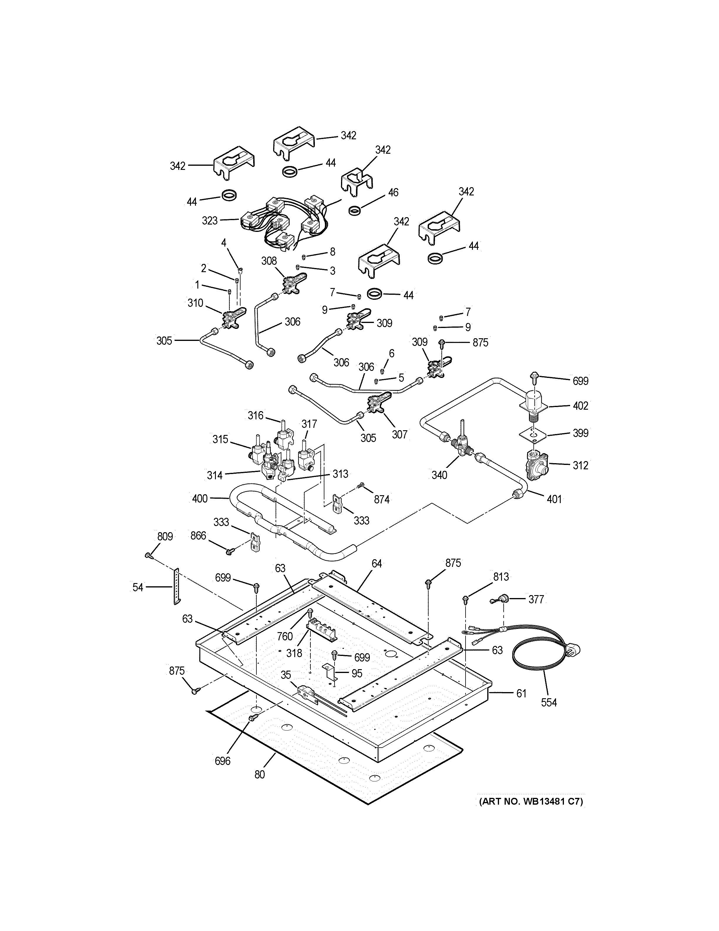 GE JGP970TEK3WW gas & burner parts diagram